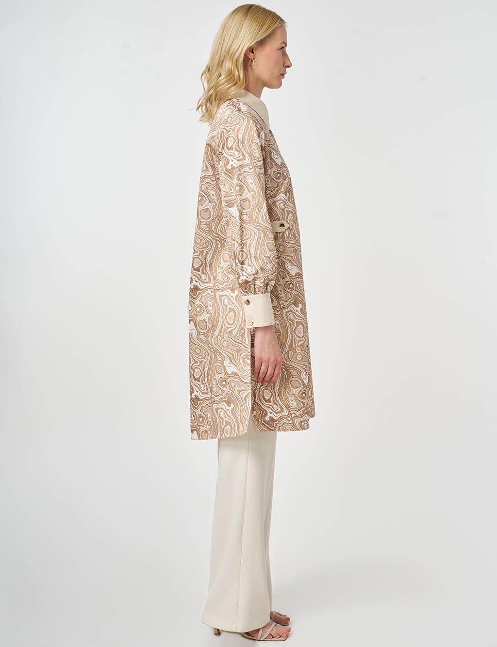 Marbled Cotton Long Tunic, Beige