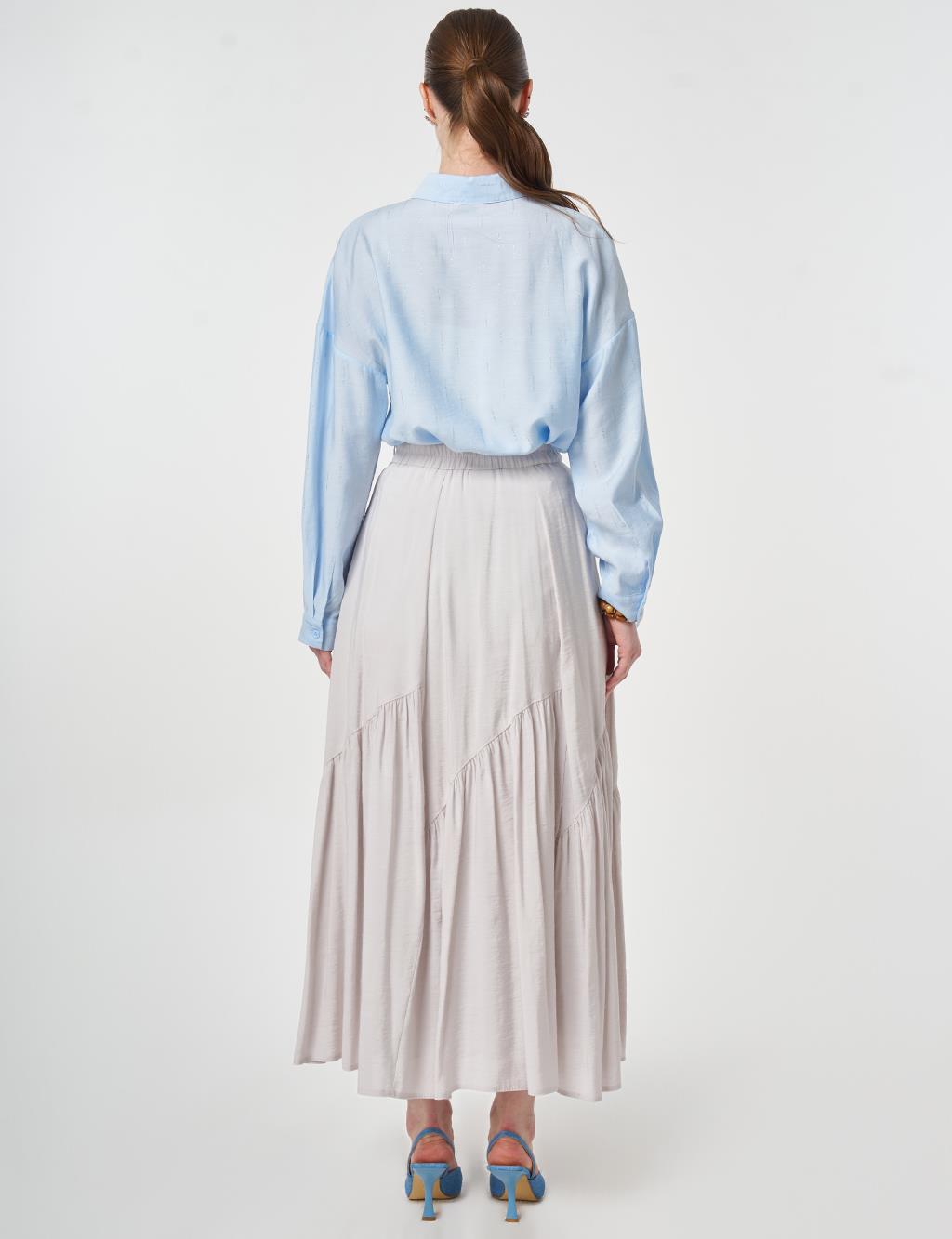 Asimetrik Kesim Modal Etek Açık Gri