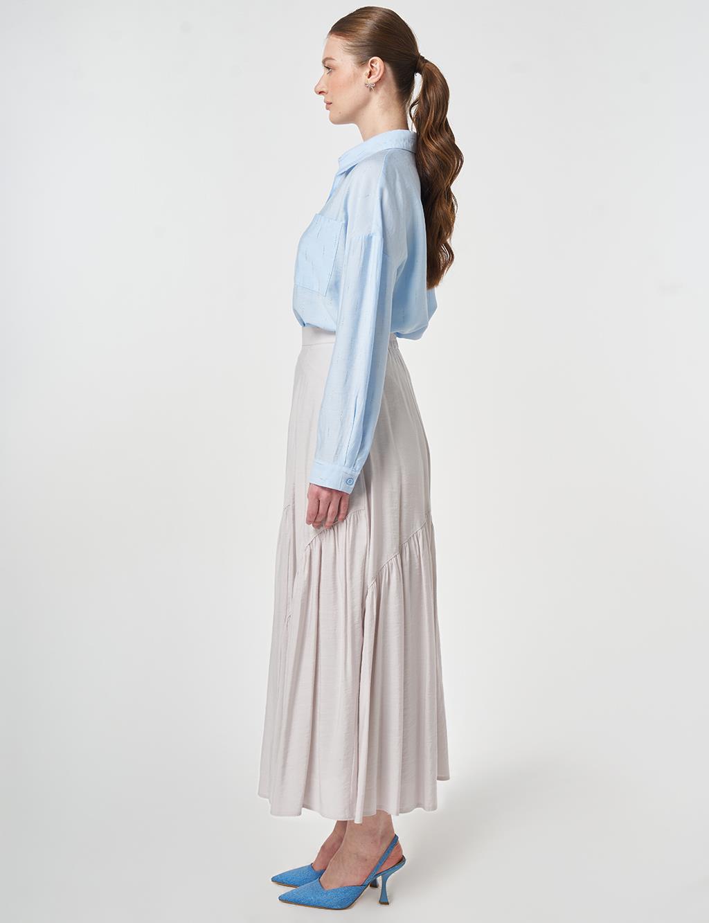 Asimetrik Kesim Modal Etek Açık Gri