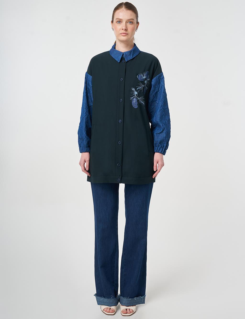 Embroidered Appliqué Jacket Dark Navy