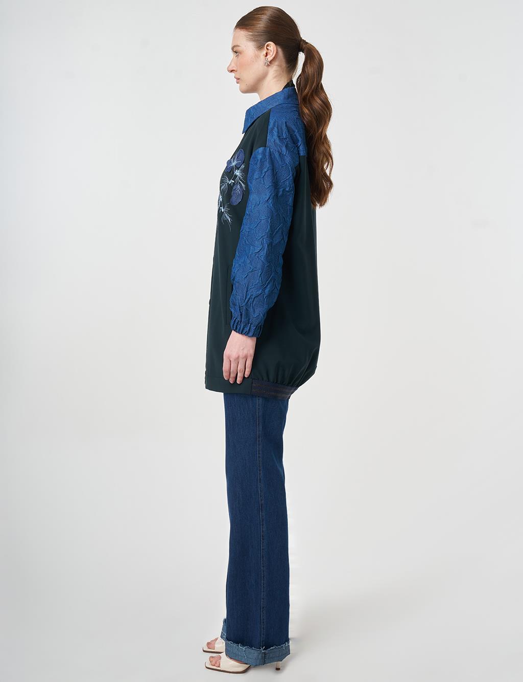Embroidered Appliqué Jacket Dark Navy