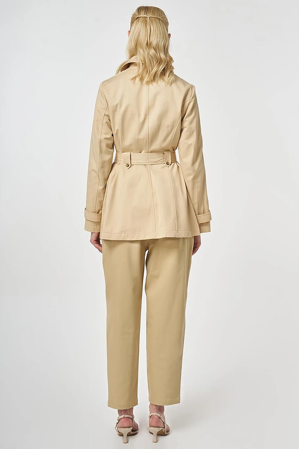 Belted Short Trench Coat, Light Yellow