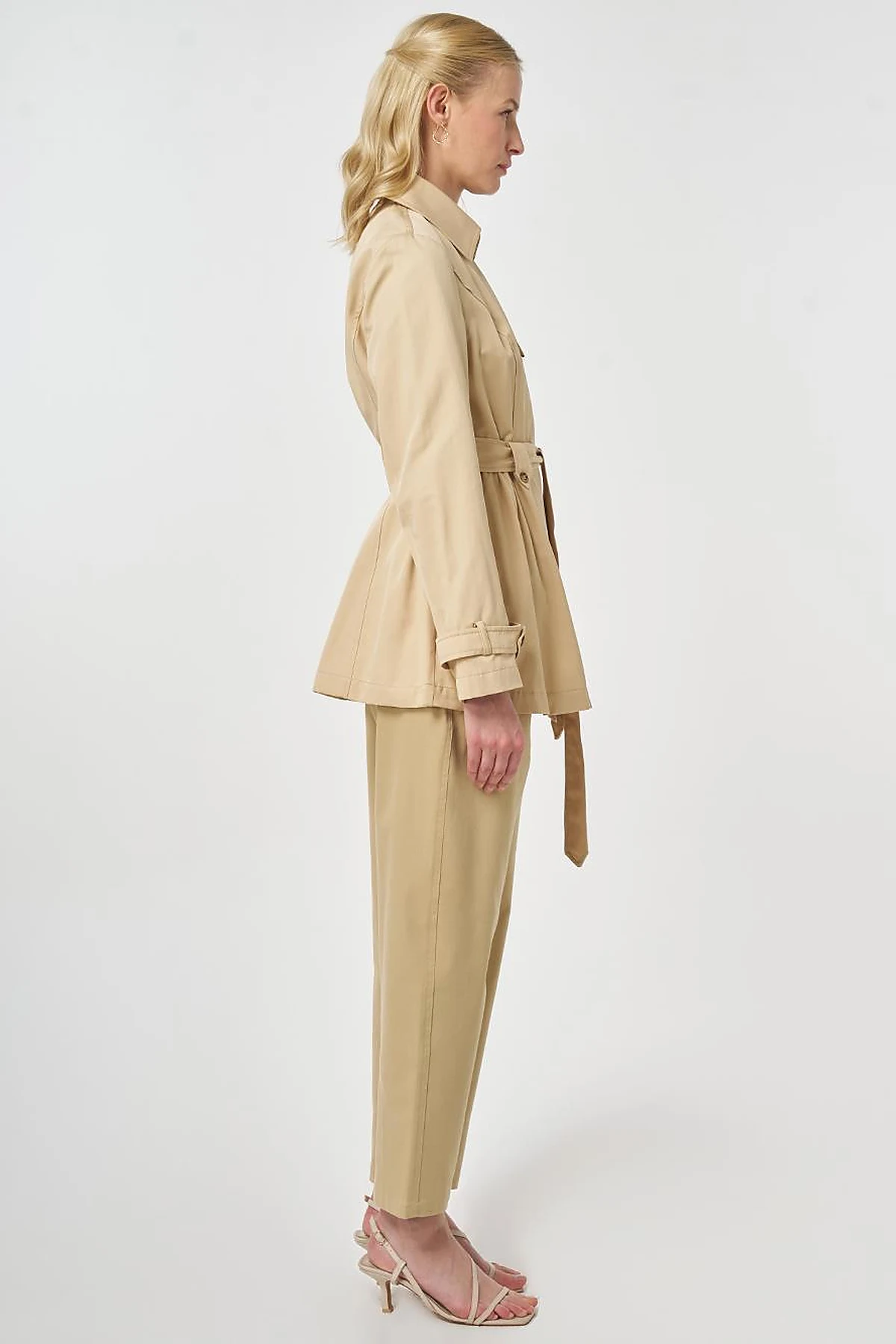 Belted Short Trench Coat, Light Yellow