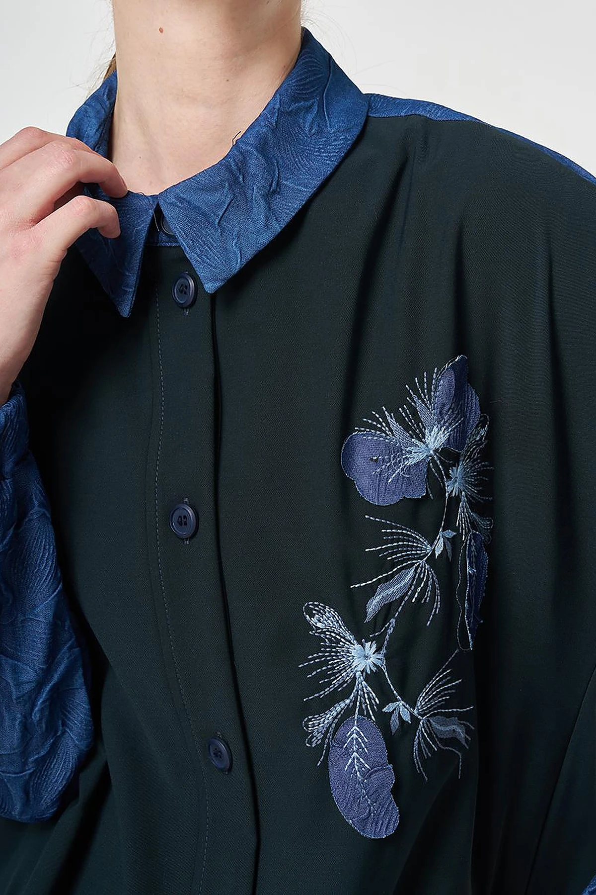 Embroidered Appliqué Jacket Dark Navy