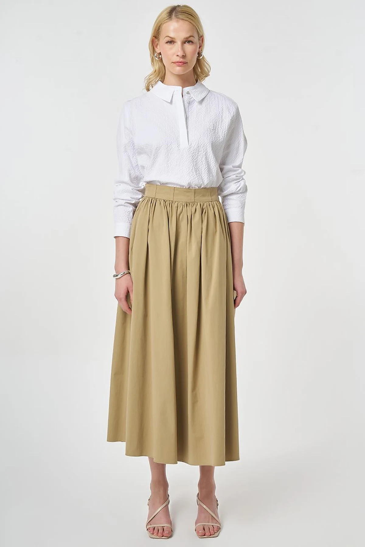 High-Waisted A-Line, Beige