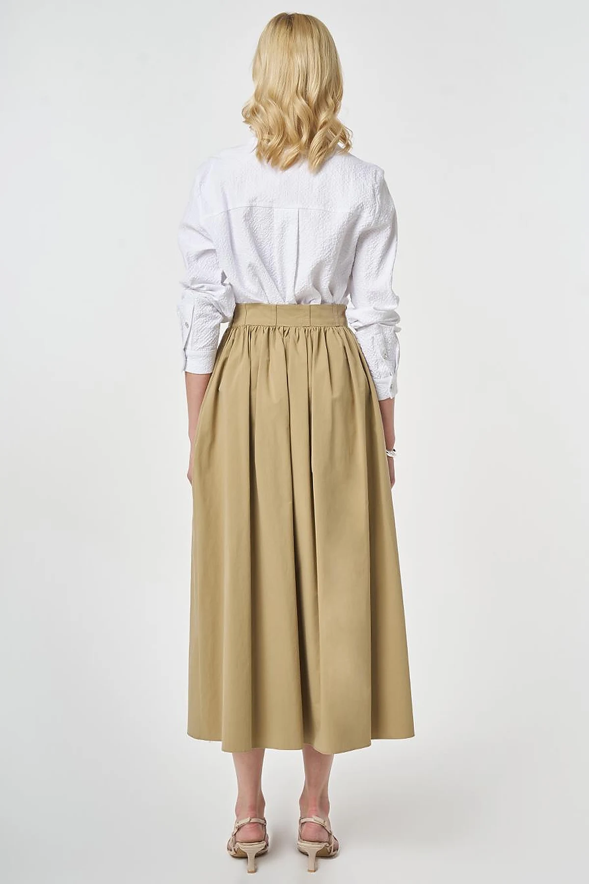 High-Waisted A-Line, Beige