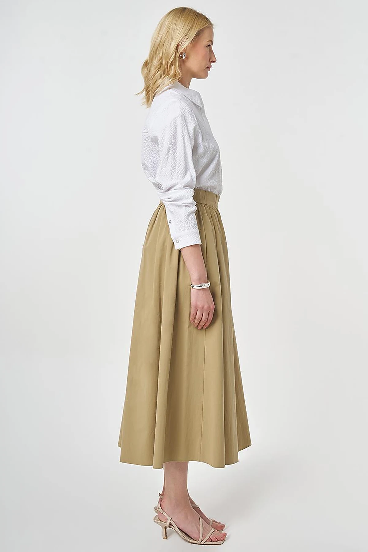 High-Waisted A-Line, Beige