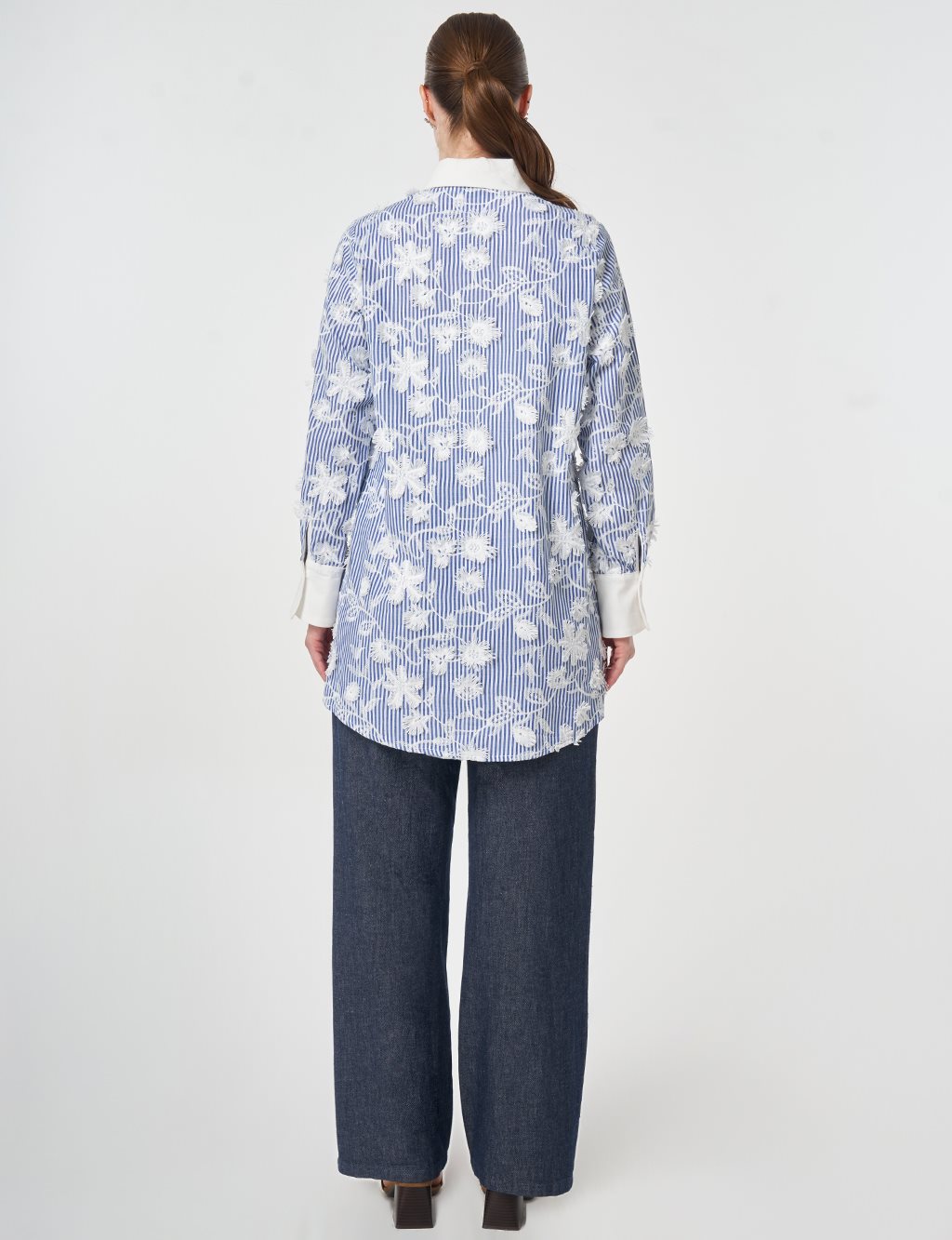 Embroidered Cotton Tunic Navy