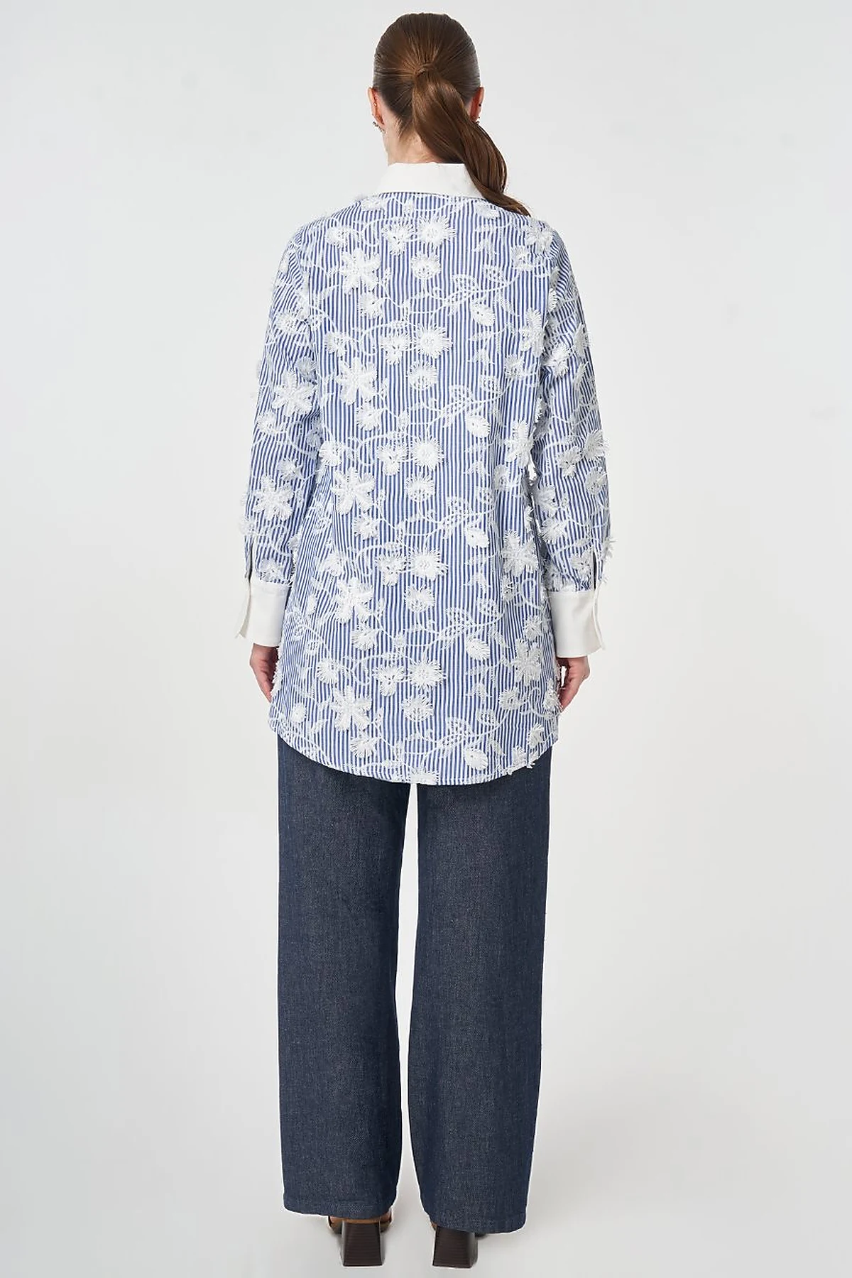 Embroidered Cotton Tunic Navy