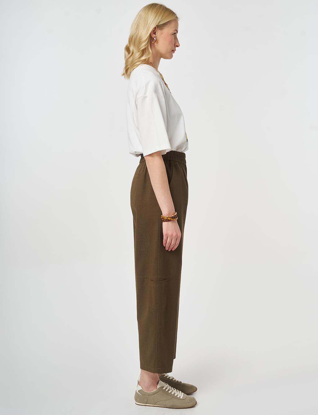 Sport Stitch Viscose Trousers Khaki