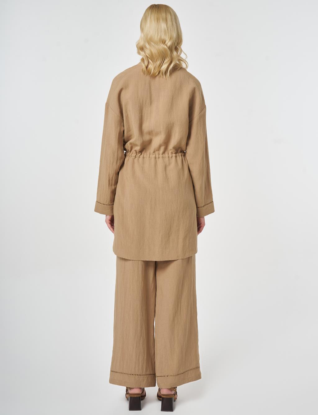 Lyocell Two-Piece Set with Punto Stitching Beige 