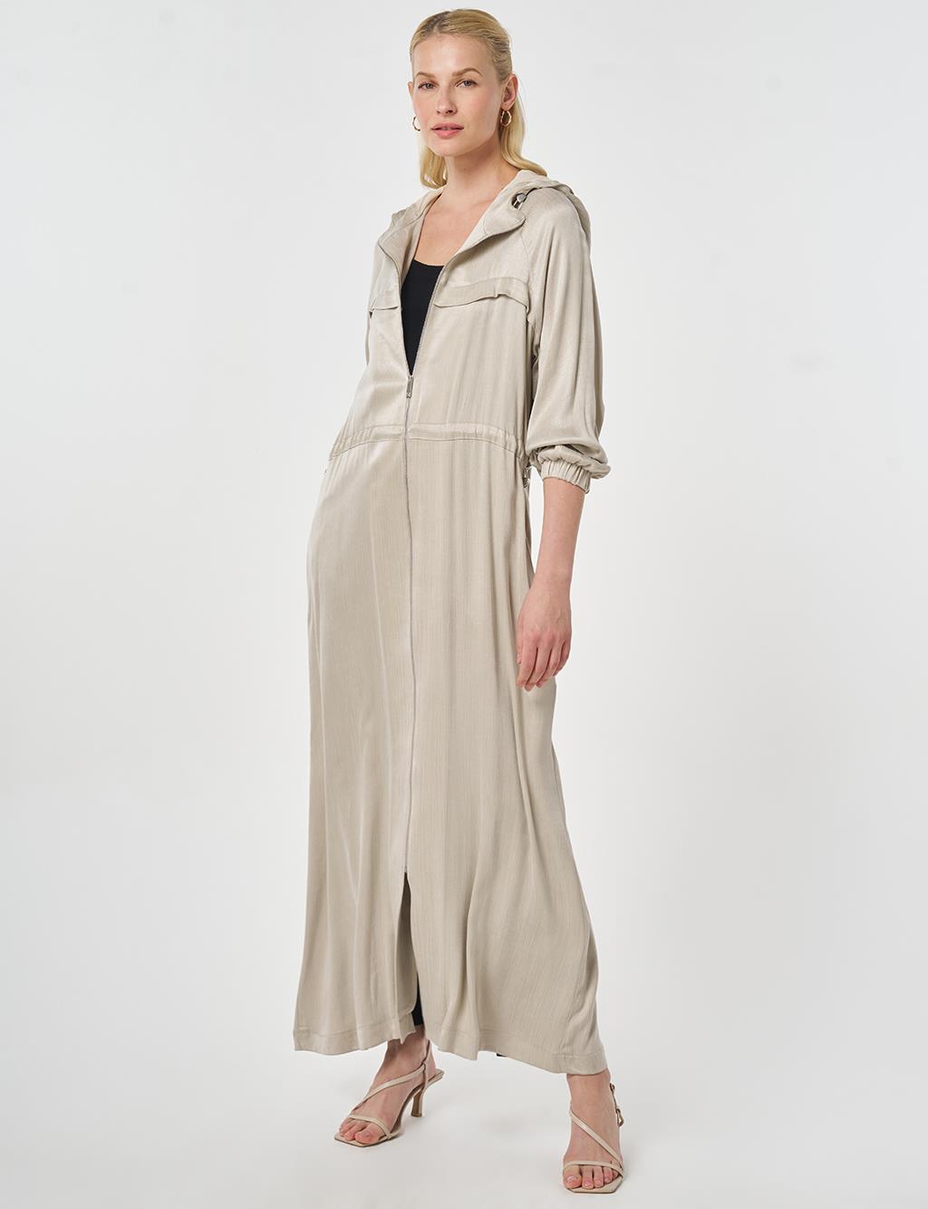 Hooded Lyocell Outerwear Stone