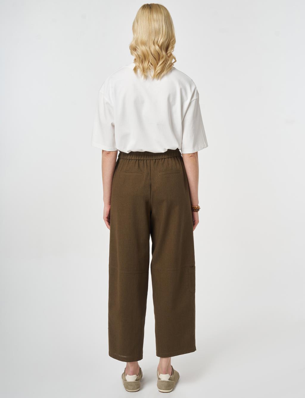 Sport Stitch Viscose Trousers Khaki