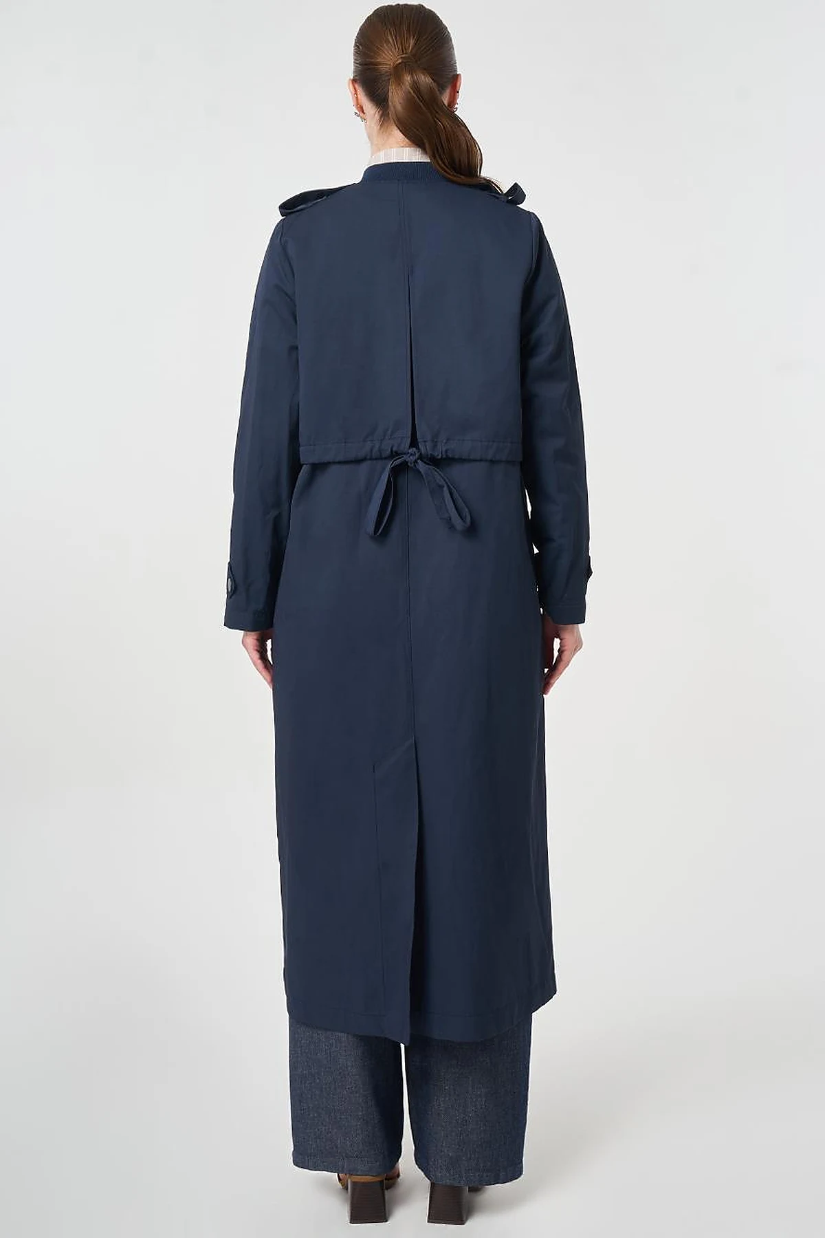 Epaulette-Detail Varsity Collar Throw-On Coat Dark Navy