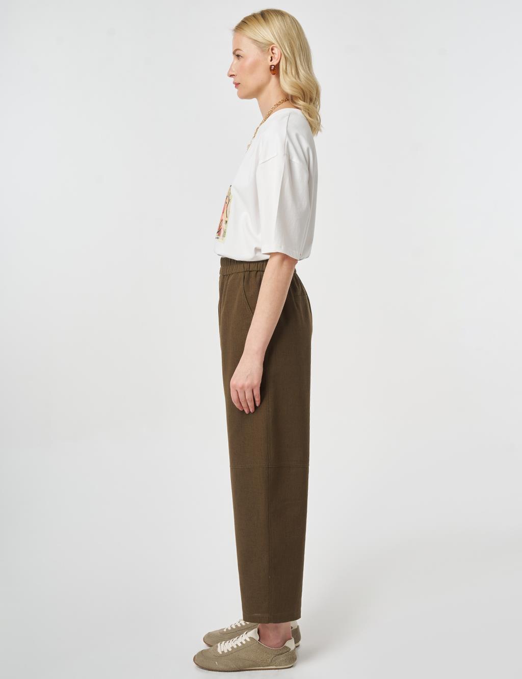 Sport Stitch Viscose Trousers Khaki
