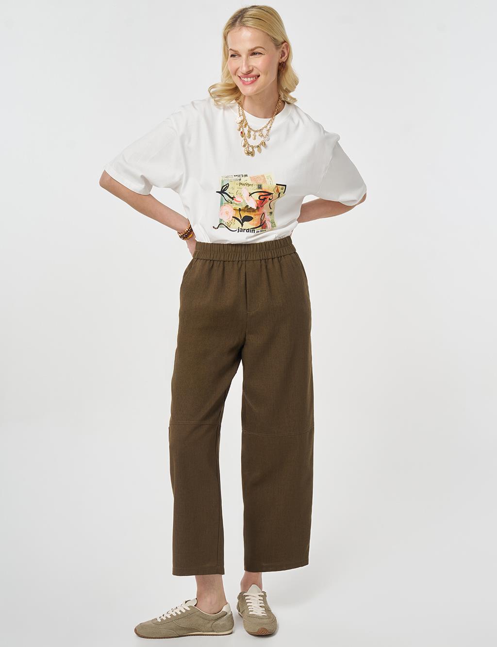 Sport Stitch Viscose Trousers Khaki