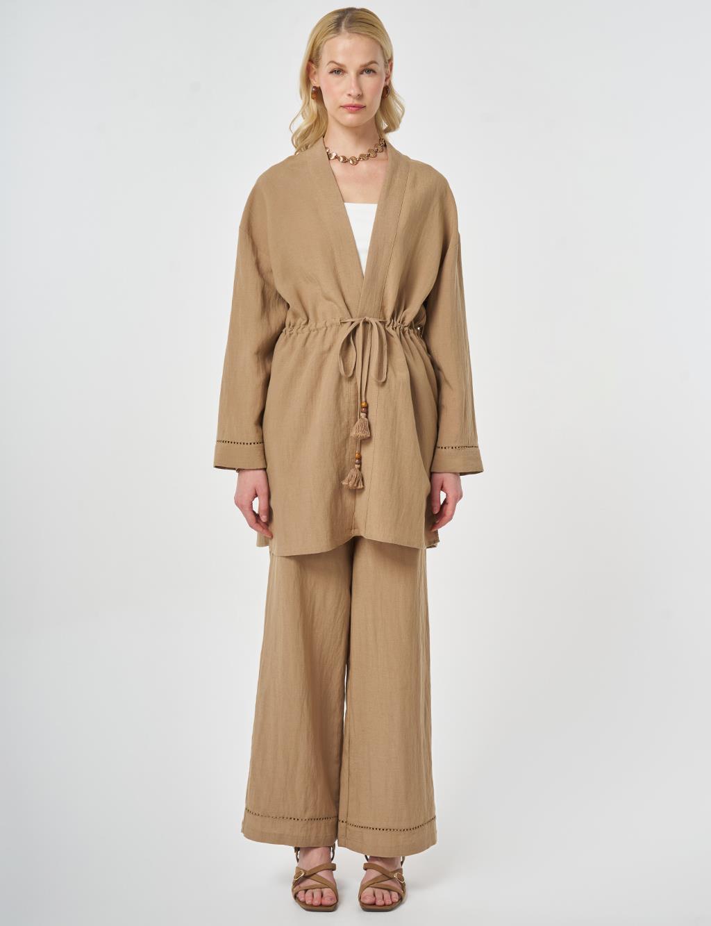 Lyocell Two-Piece Set with Punto Stitching Beige 