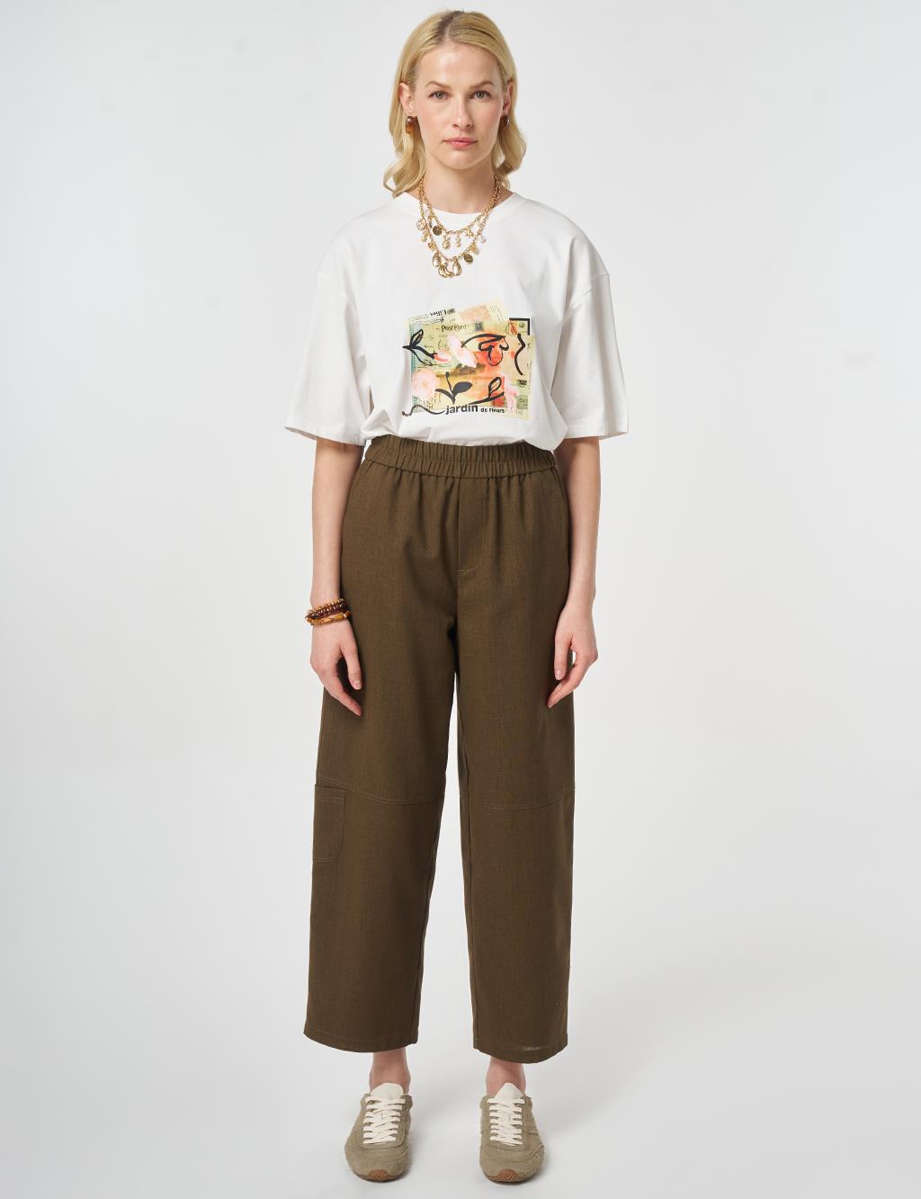Sport Stitch Viscose Trousers Khaki