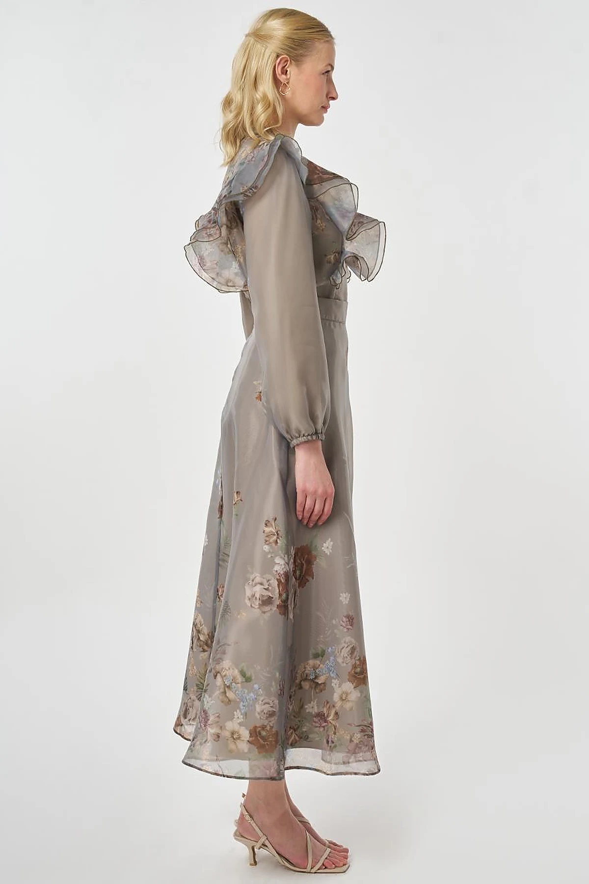 Organza Skirt Suit with Ruffle Detail, Moss Green