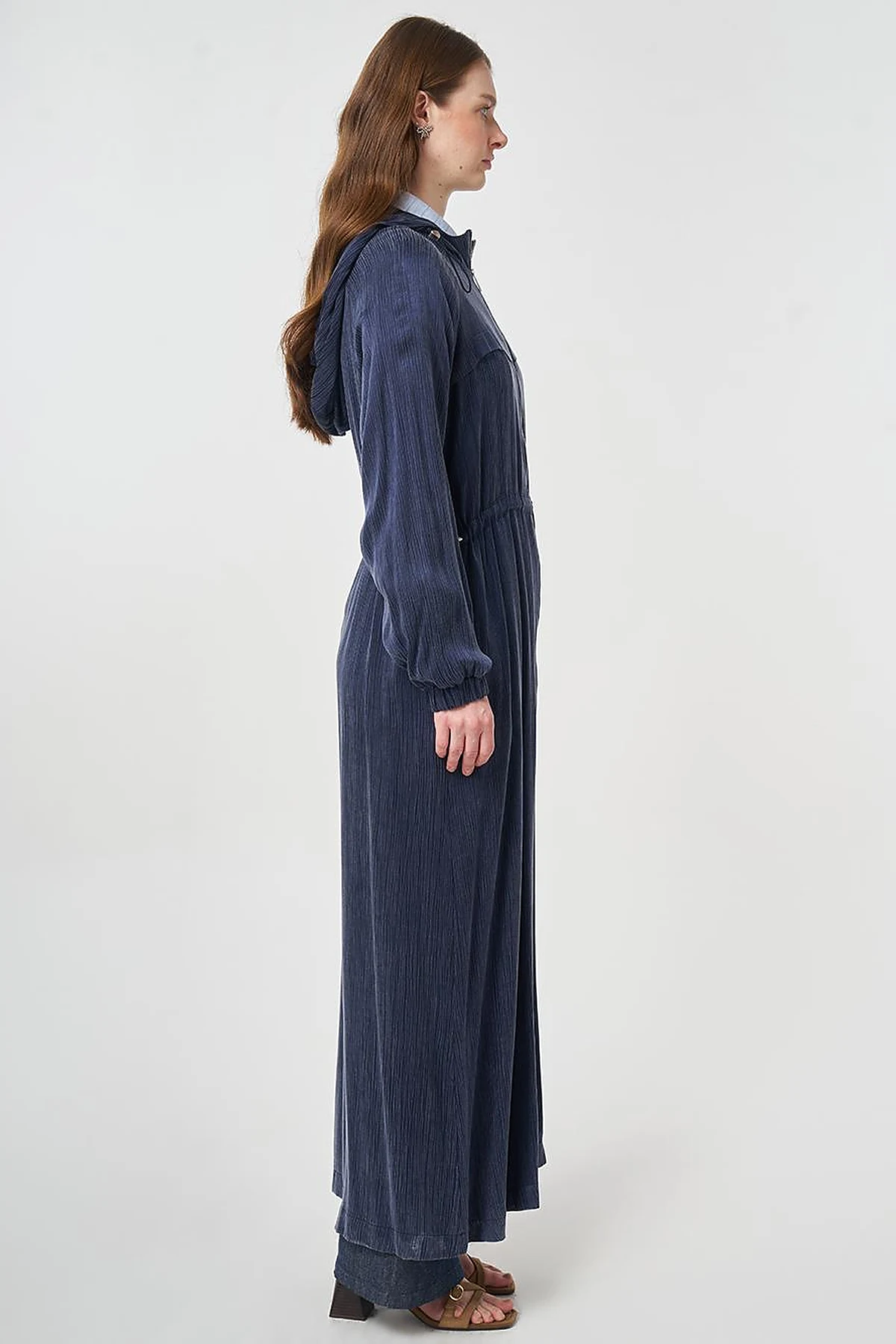 Kapüşonlu Lyocell Giy Çık Koyu Lacivert