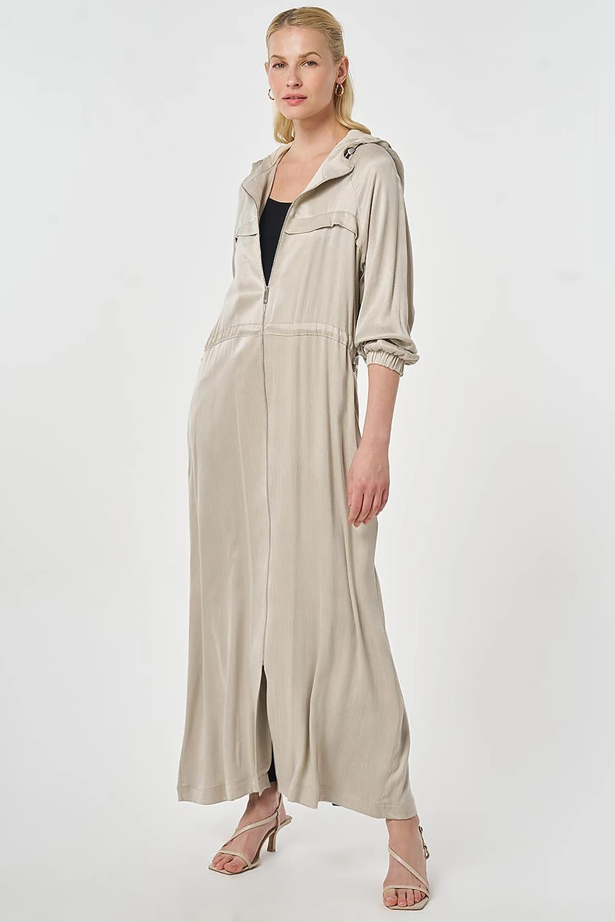 Hooded Lyocell Outerwear Stone