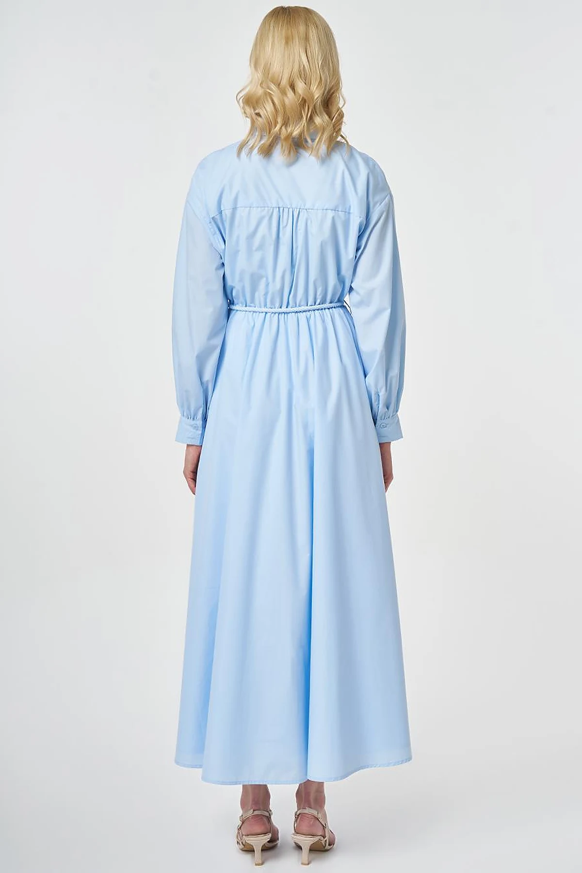 Embroidered Cotton Dress Ice Blue