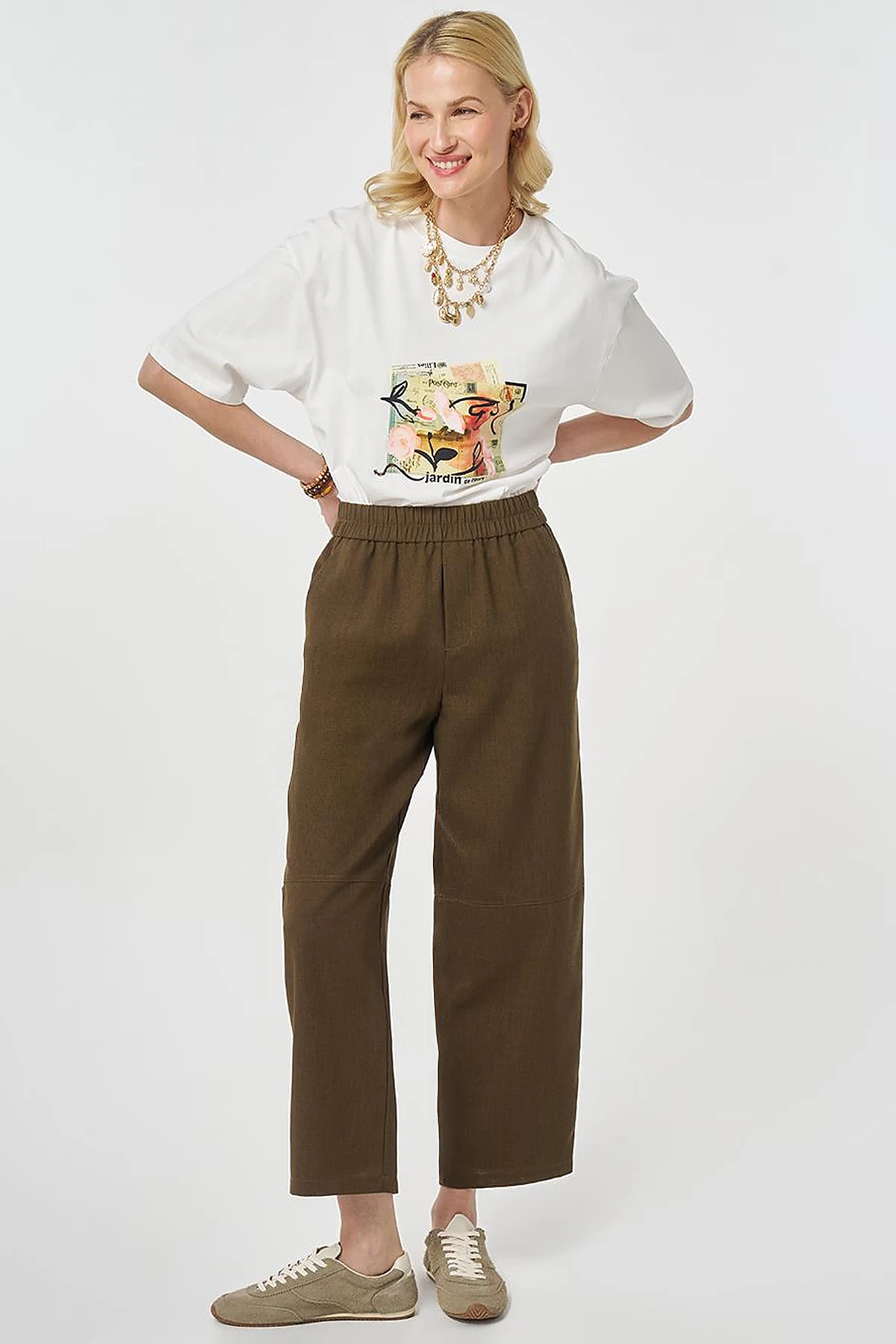 Sport Stitch Viscose Trousers Khaki