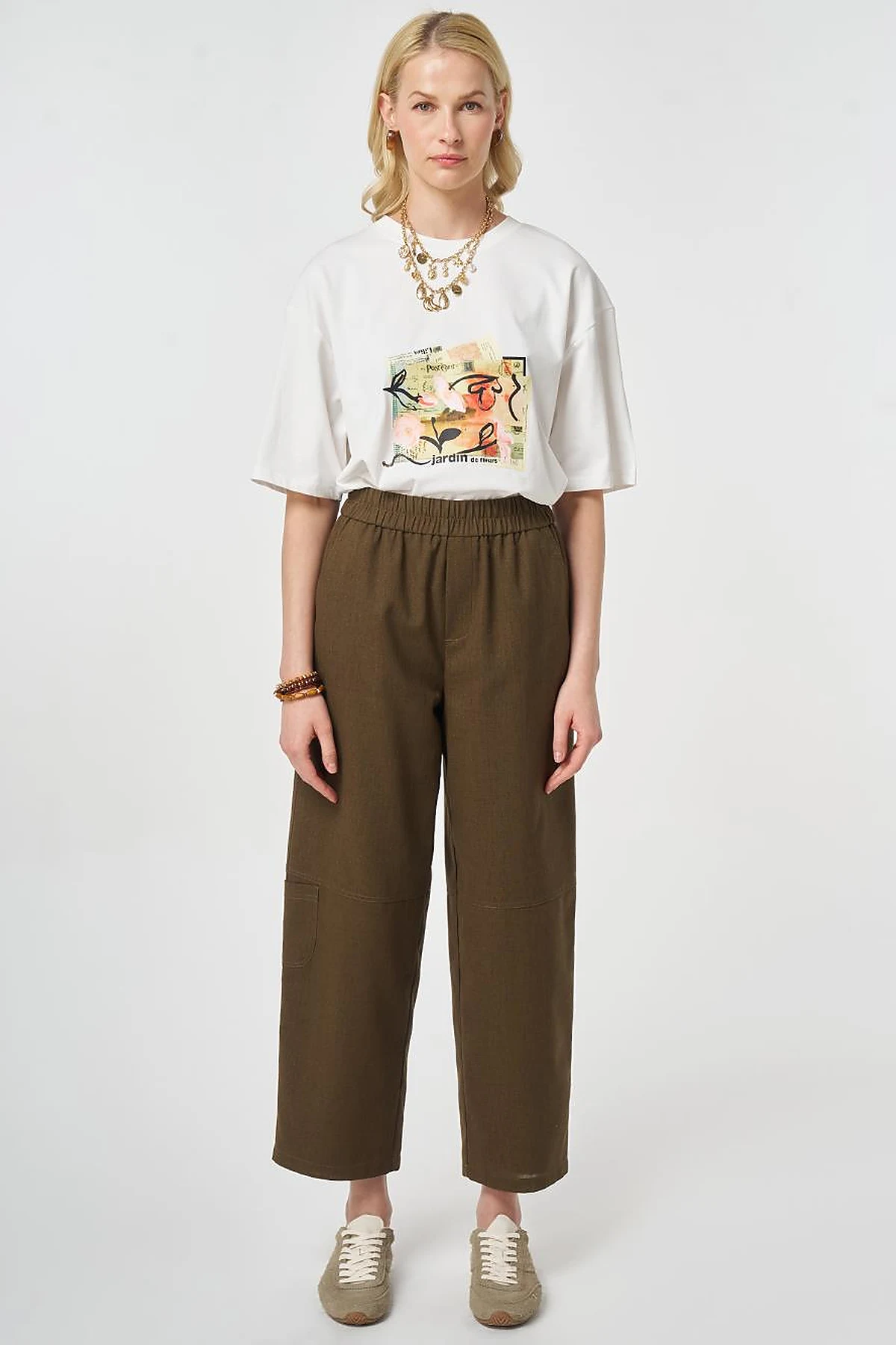 Sport Stitch Viscose Trousers Khaki