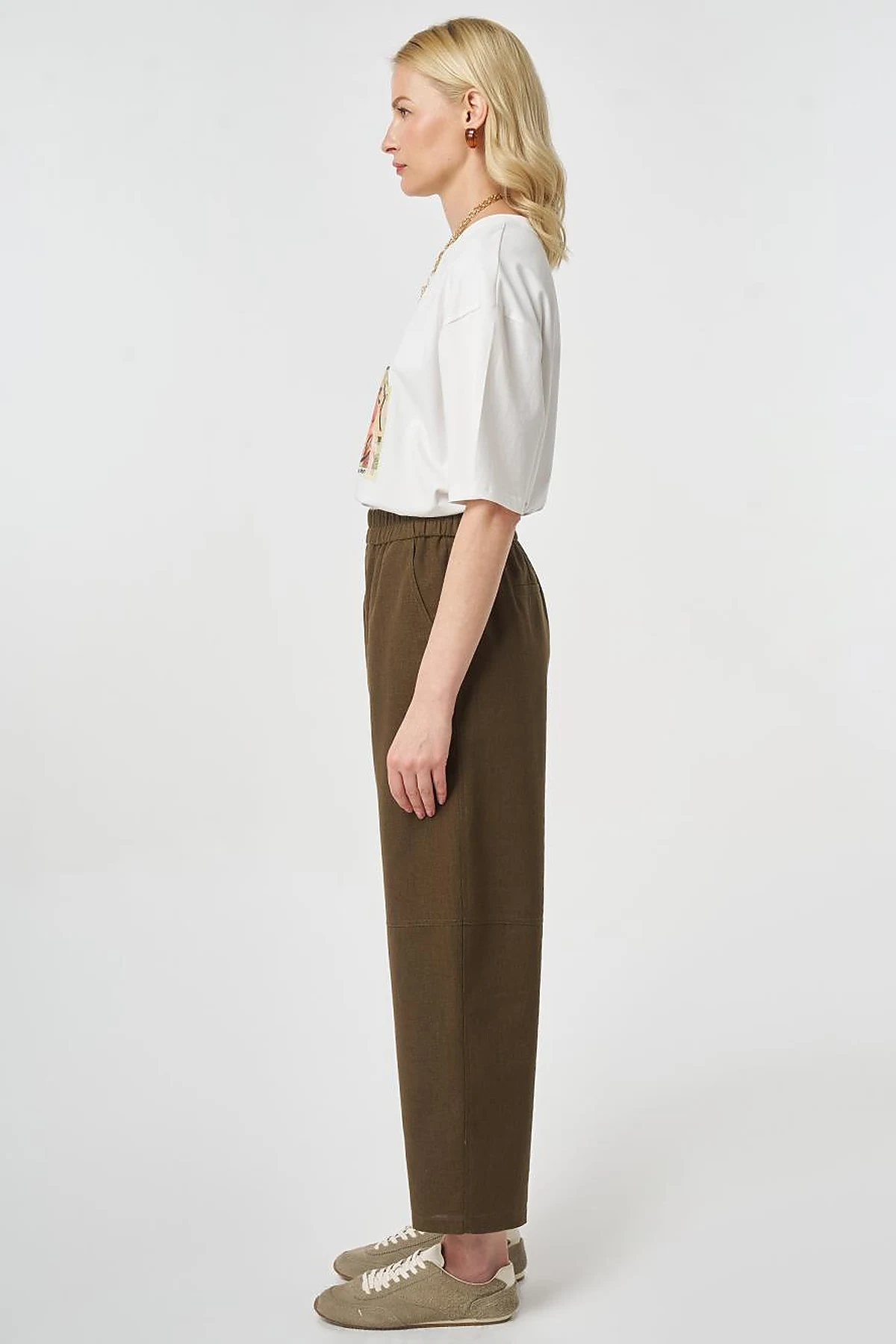 Sport Stitch Viscose Trousers Khaki