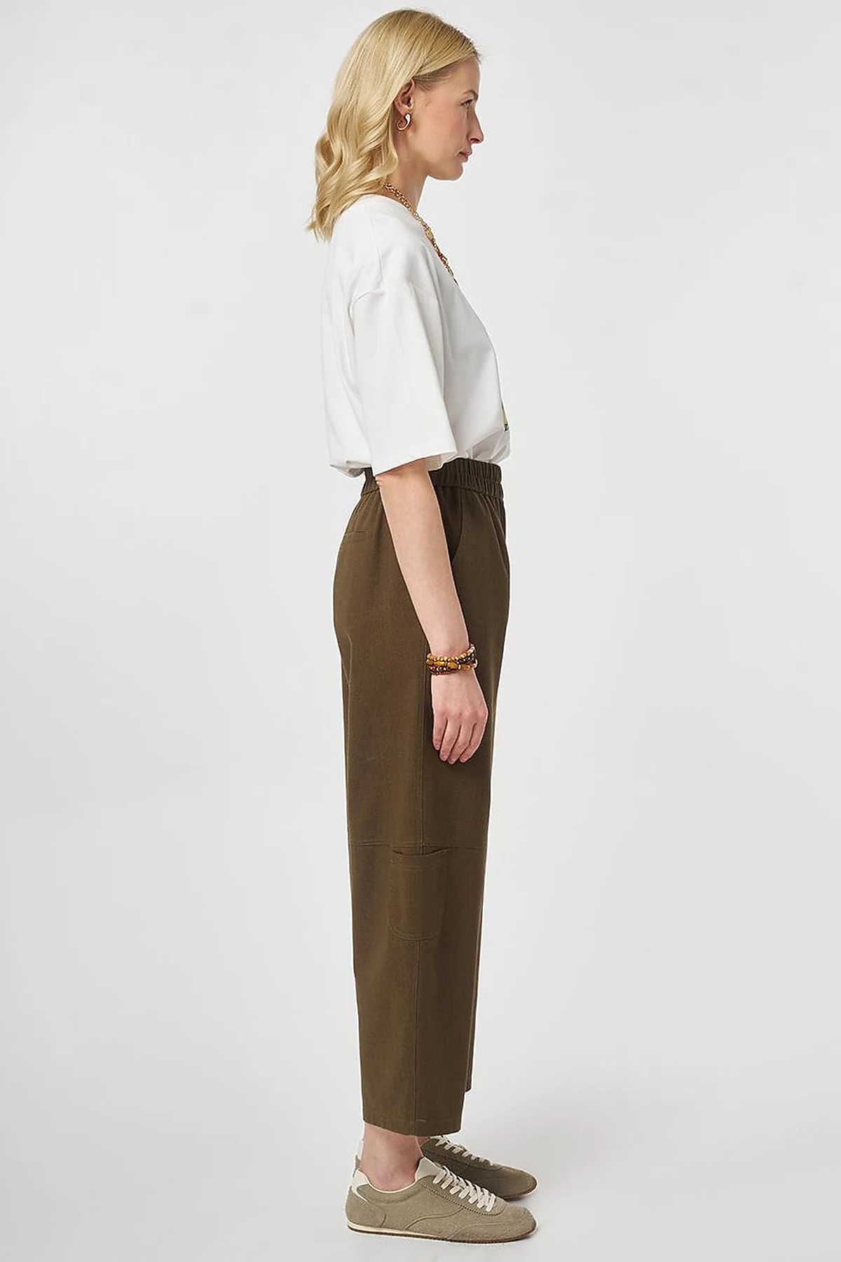 Sport Stitch Viscose Trousers Khaki