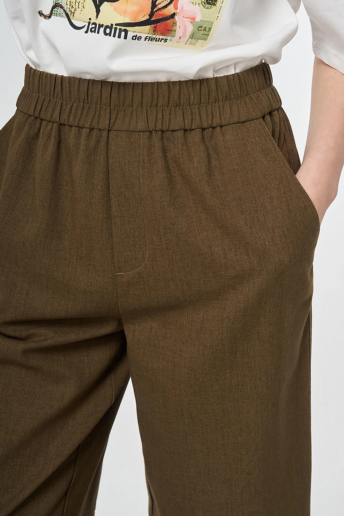 Sport Stitch Viscose Trousers Khaki