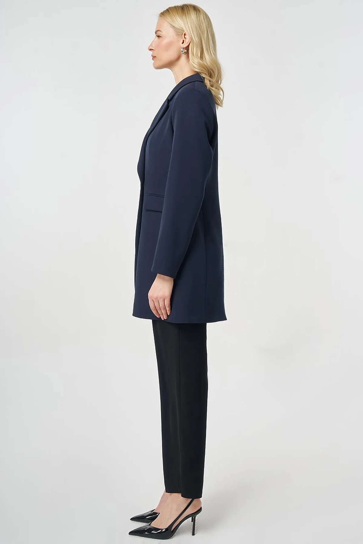Single-Button Blazer Jacket Dark Navy