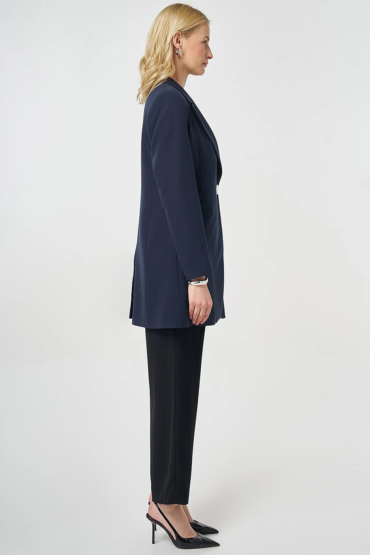 Single-Button Blazer Jacket Dark Navy