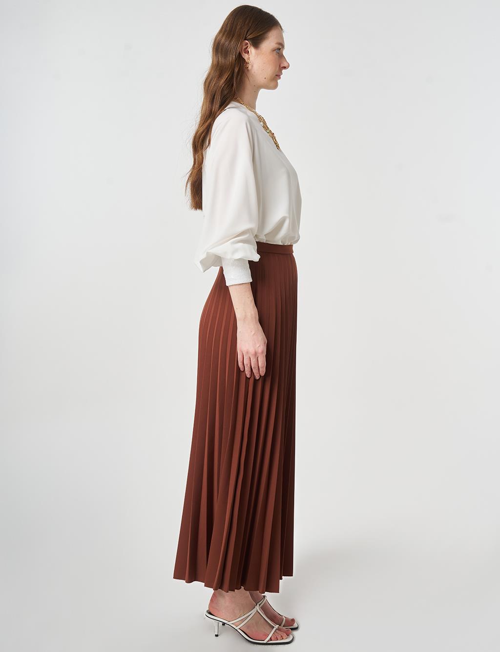 Pleated Skirt Dark Brown