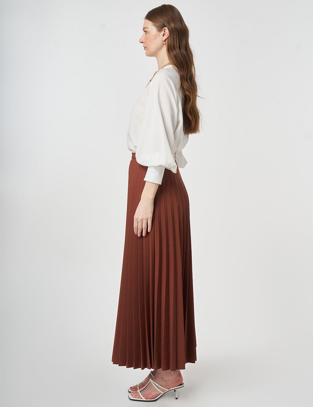 Pleated Skirt Dark Brown