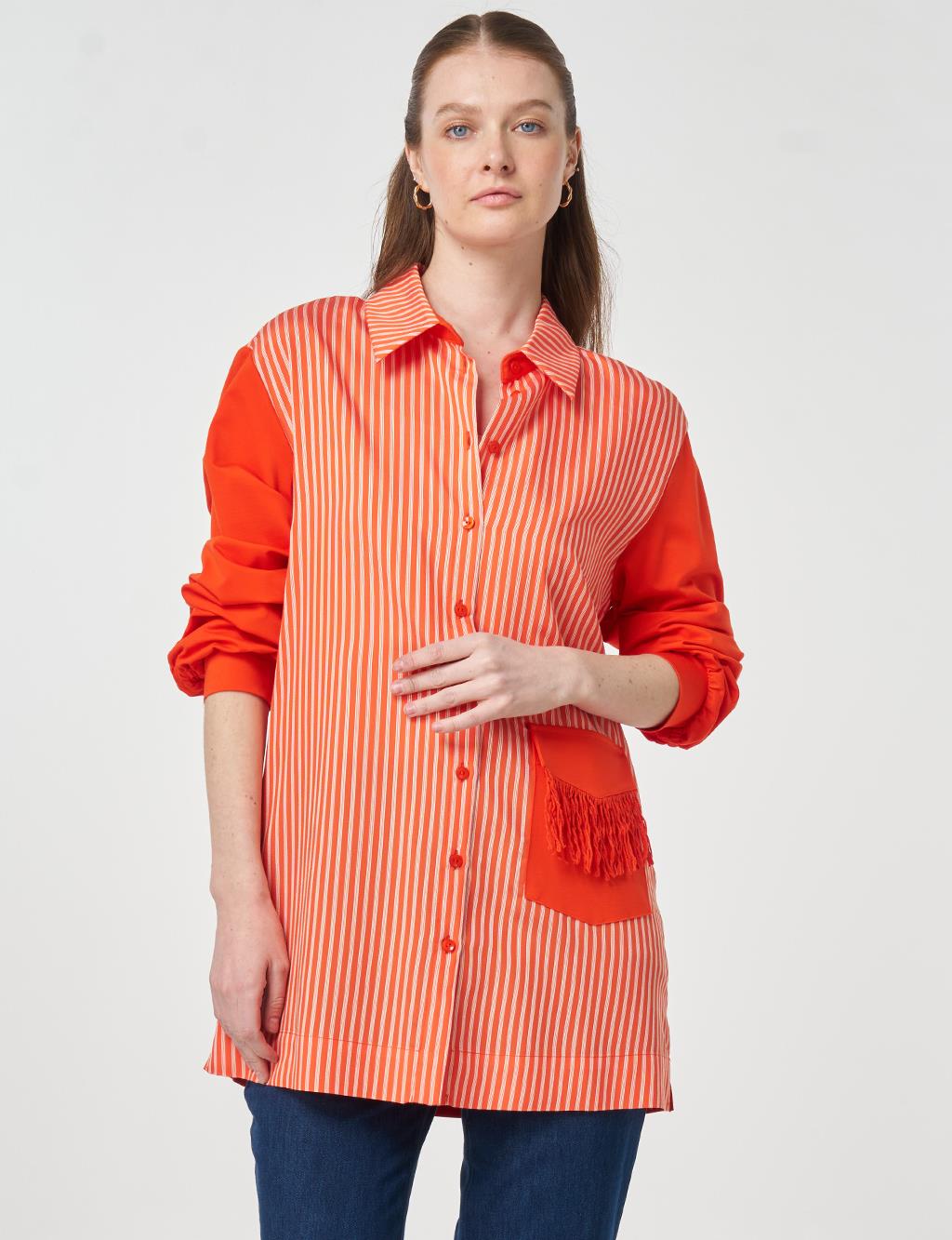 Gathered Detail Jersey Tunic Coral