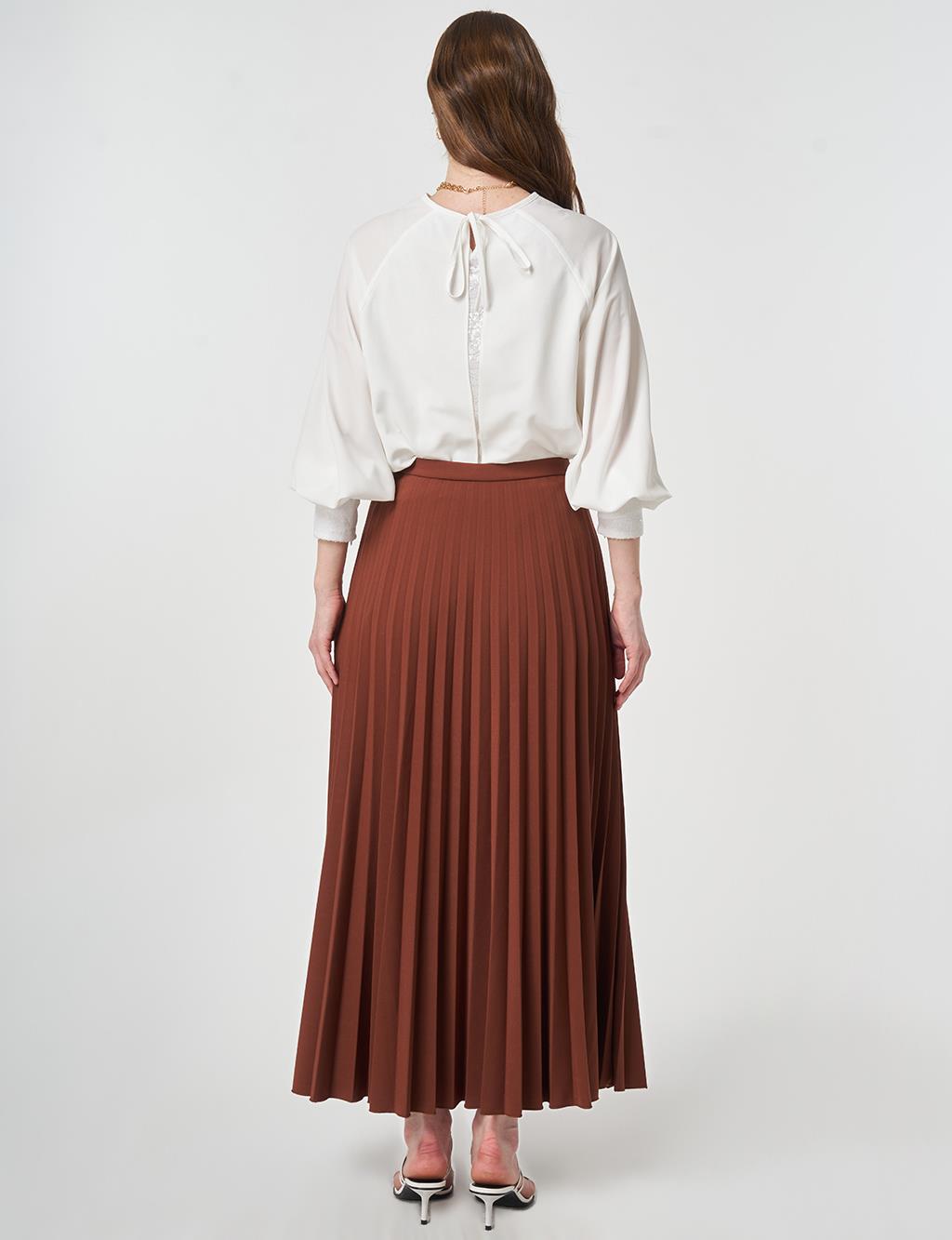Pleated Skirt Dark Brown