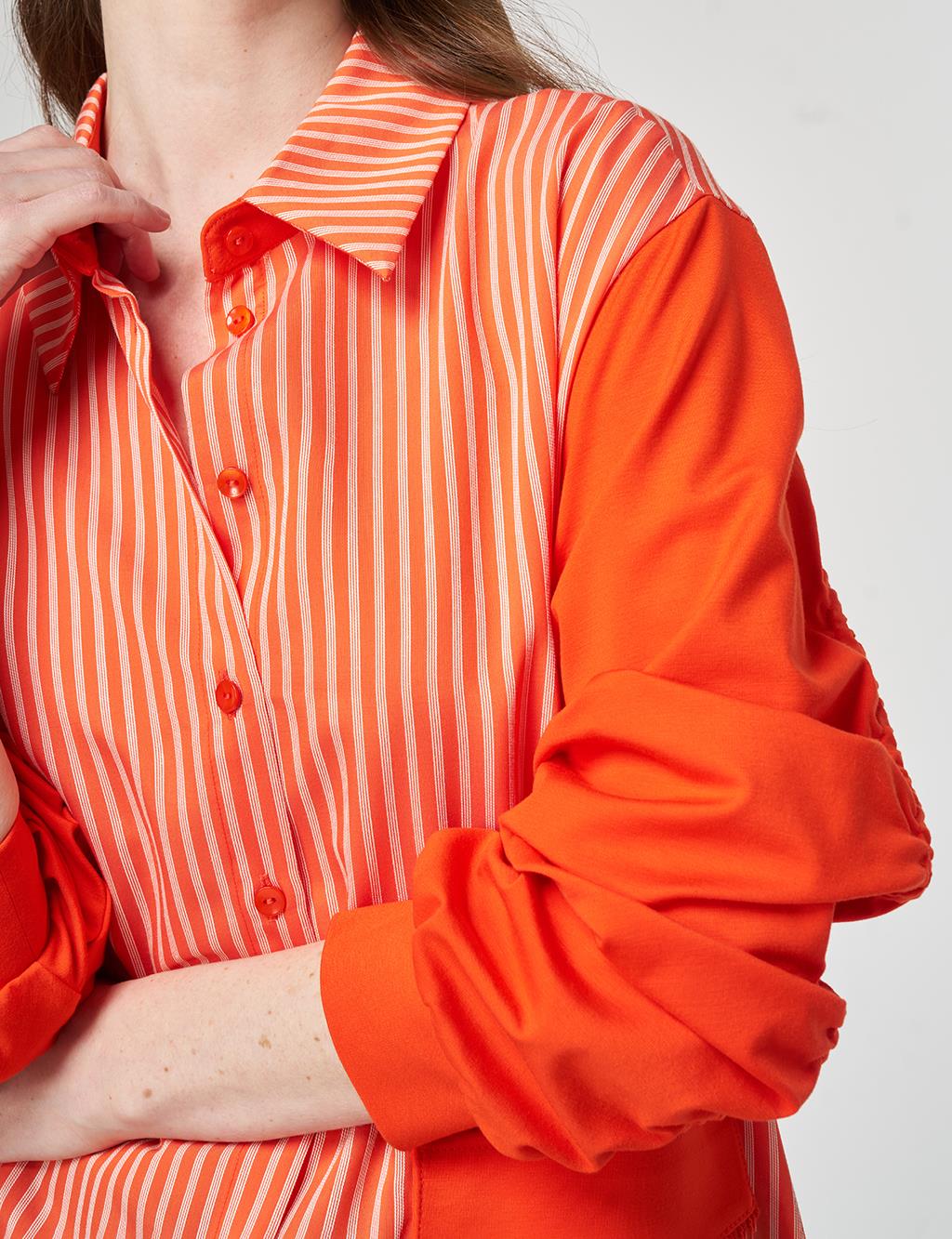 Gathered Detail Jersey Tunic Coral