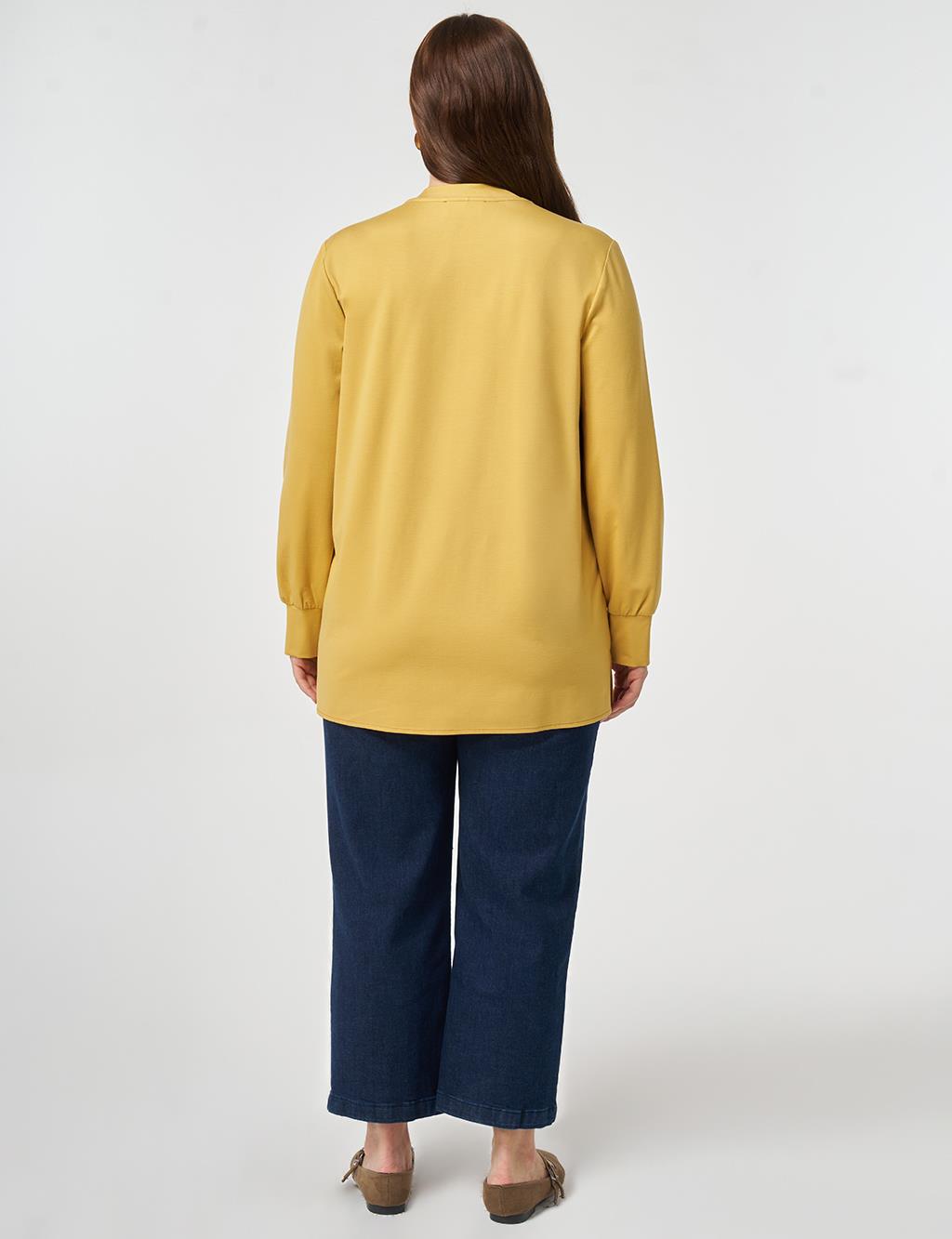 Crochet Trimmed Sweatshirt Mustard