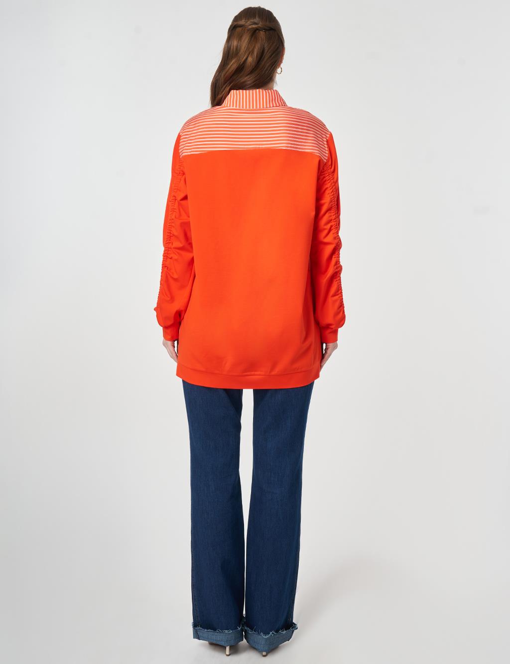 Gathered Detail Jersey Tunic Coral