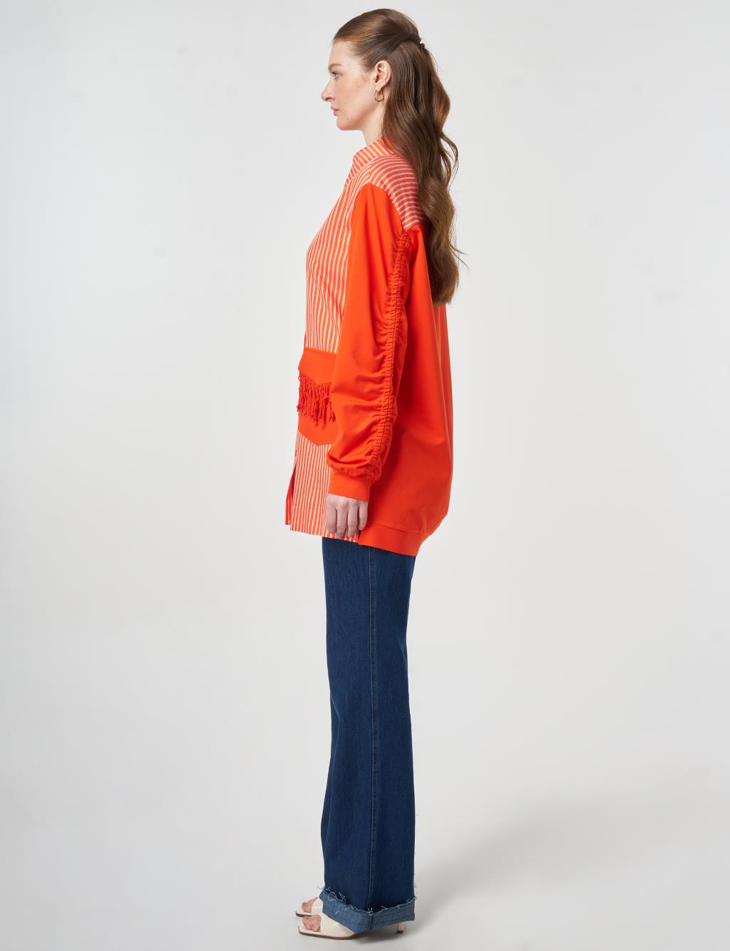 Gathered Detail Jersey Tunic Coral