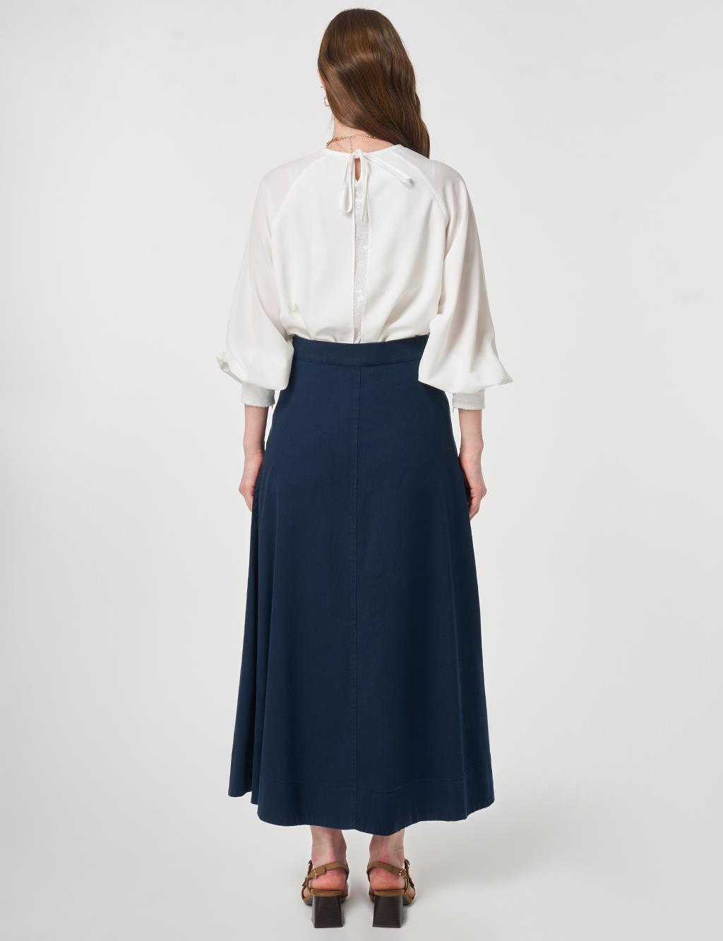 Punto Stitched Non Denim Skirt Dark Navy