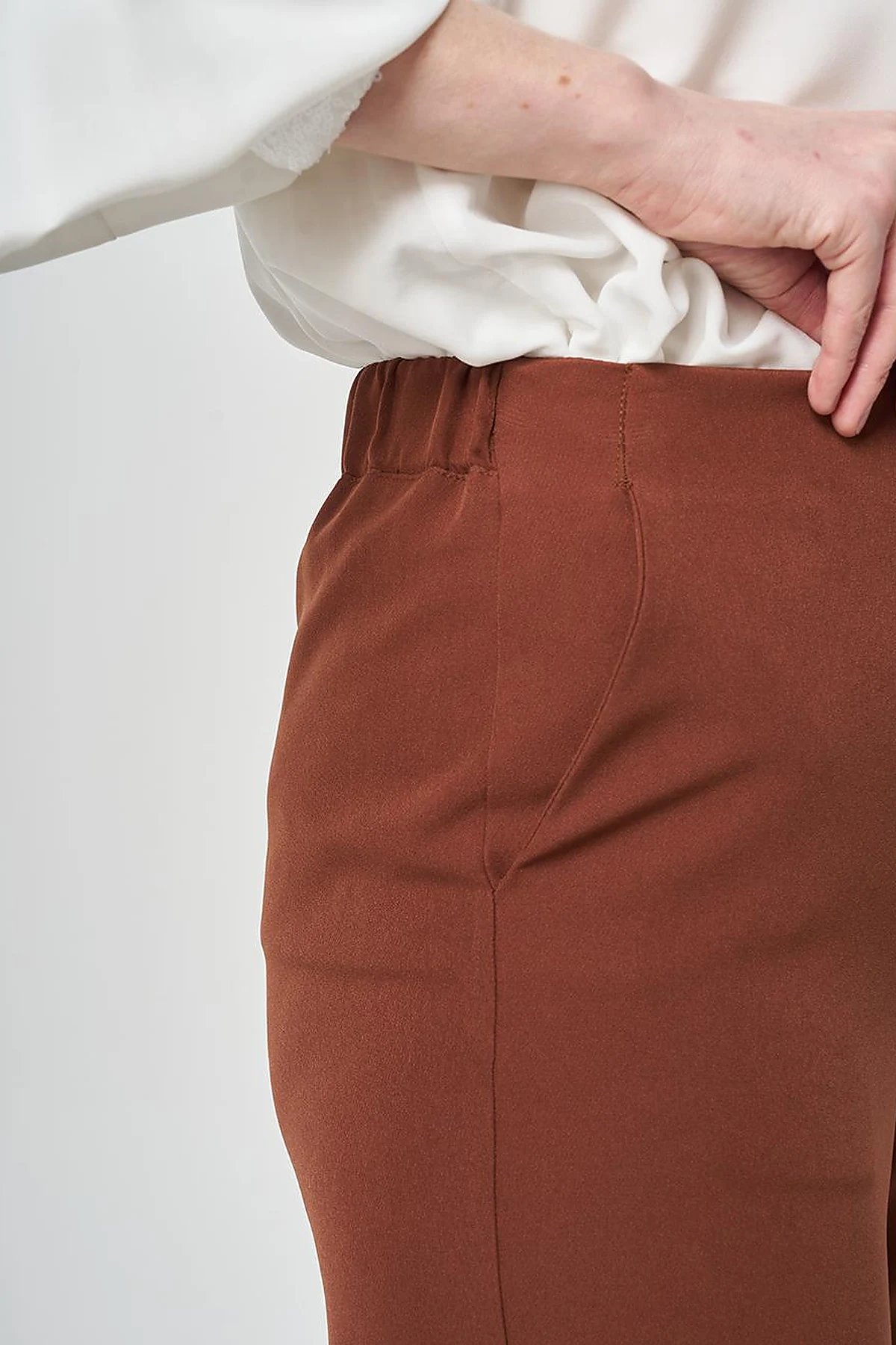 Beli Lastikli Basic Pantolon Koyu Kahve 