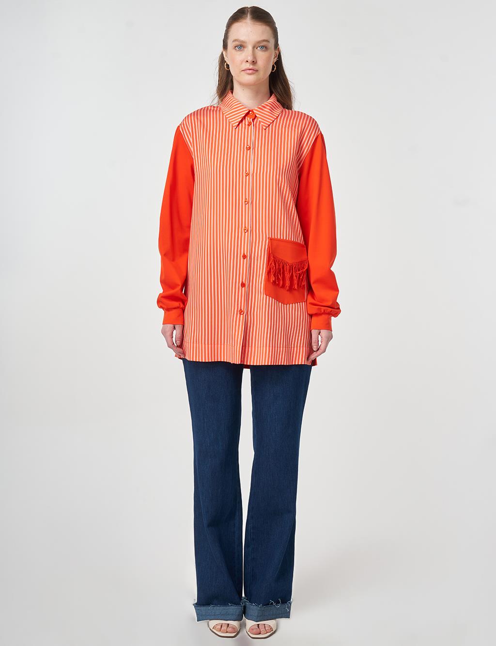 Gathered Detail Jersey Tunic Coral