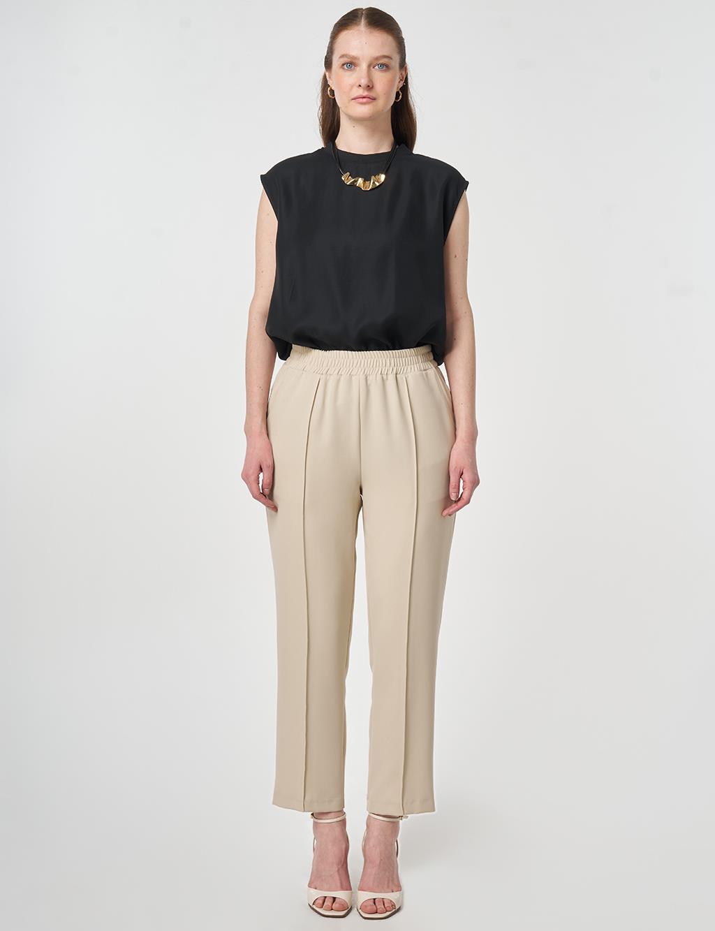 Çima Dikişli Boru Paça Pantolon Taş