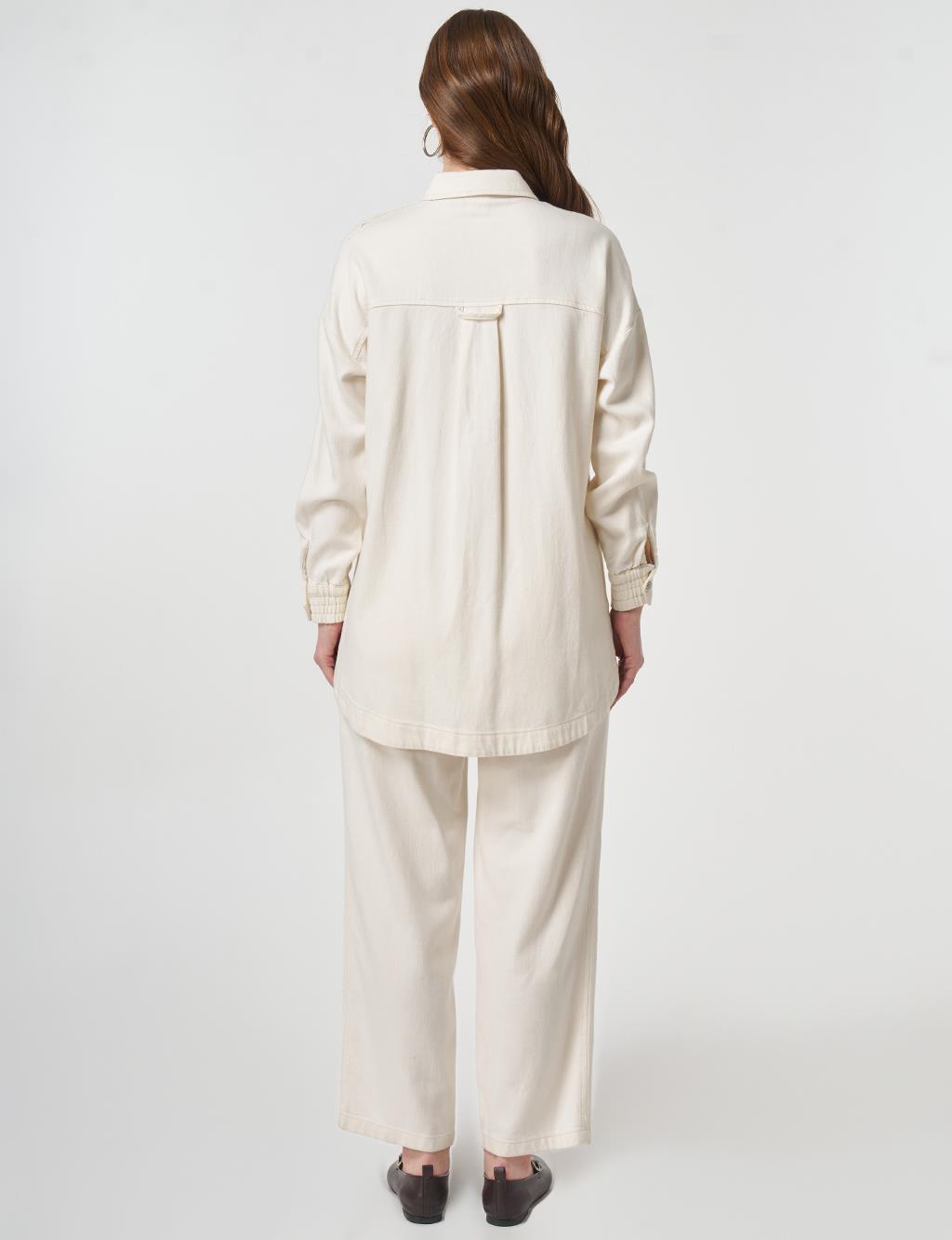 Embroidered Applique Two-Piece Set Cream