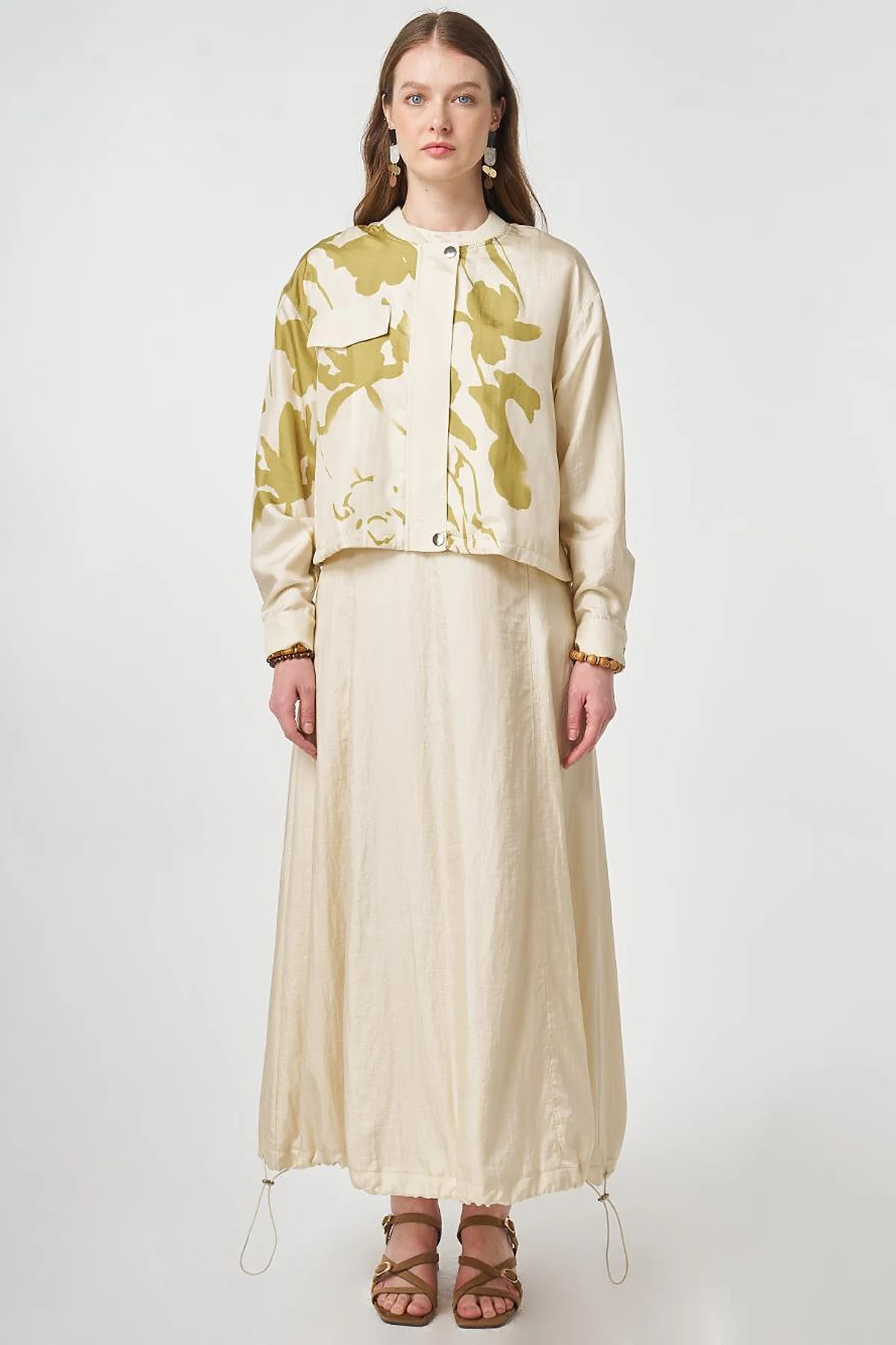 Flap Pocket Two-Piece Set Cream