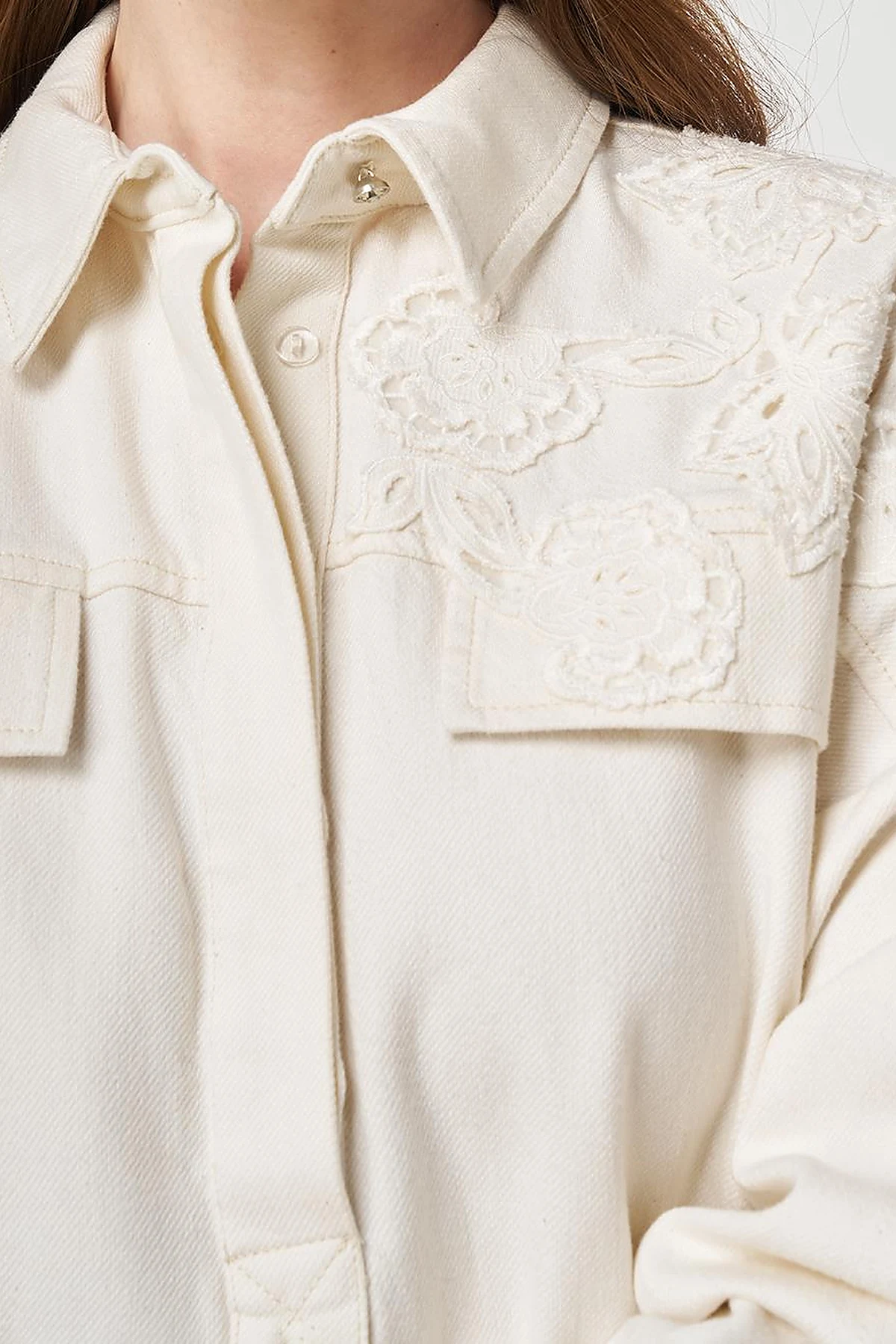 Embroidered Applique Two-Piece Set Cream