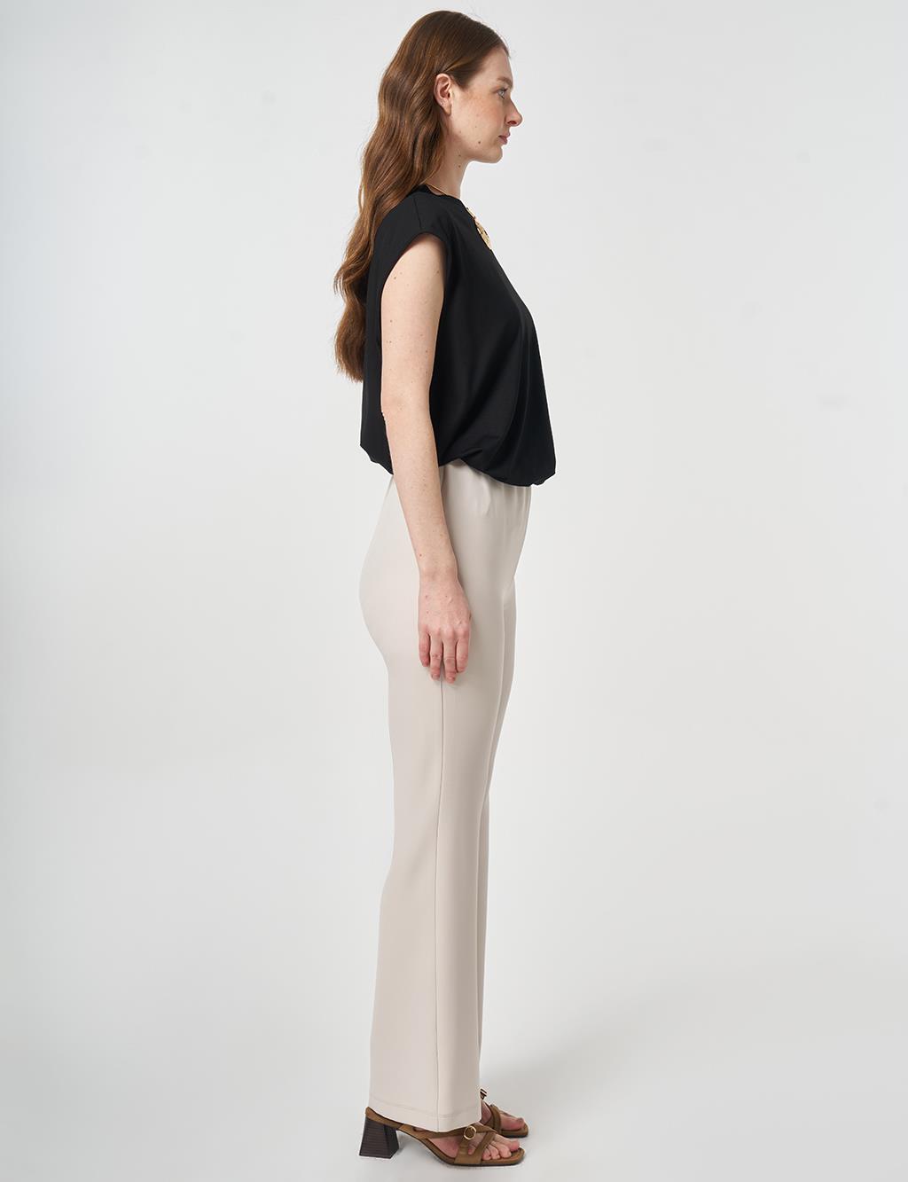 Basic İspanyol Paça Pantolon Açık Gri