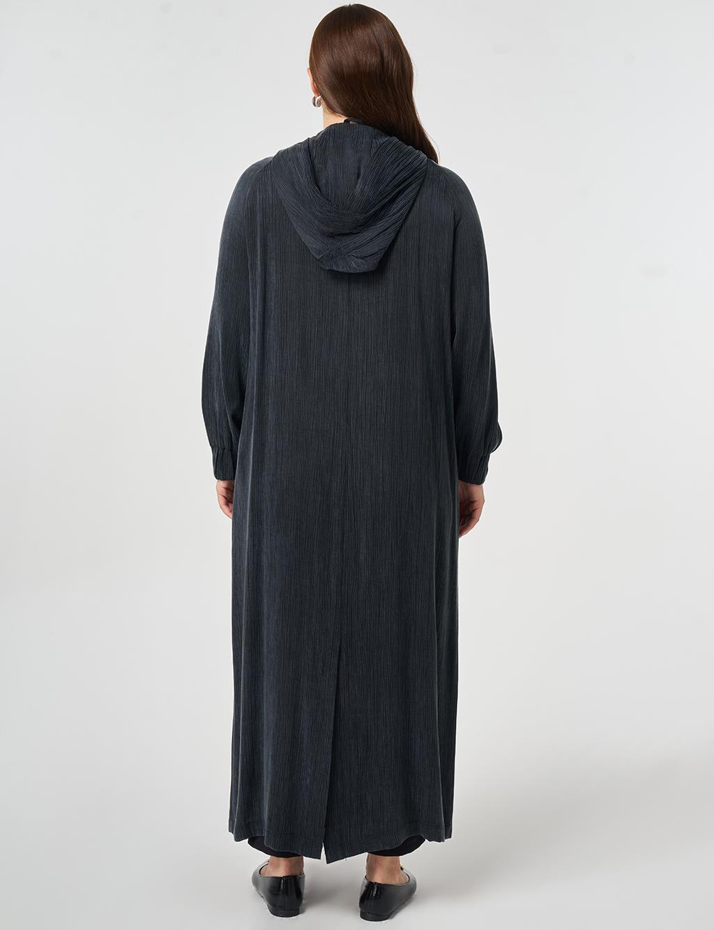 Hooded Lyocell Viscose Overcoat Black